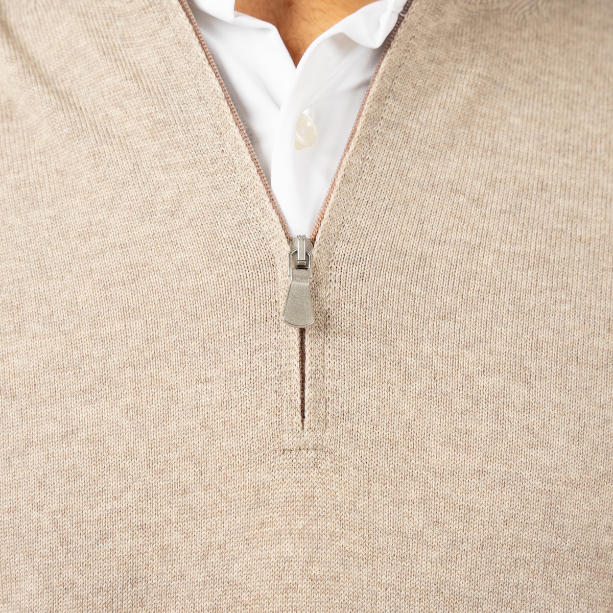 Gran Sasso Gebreide Trui met Rits Beige | Extrafine Merino