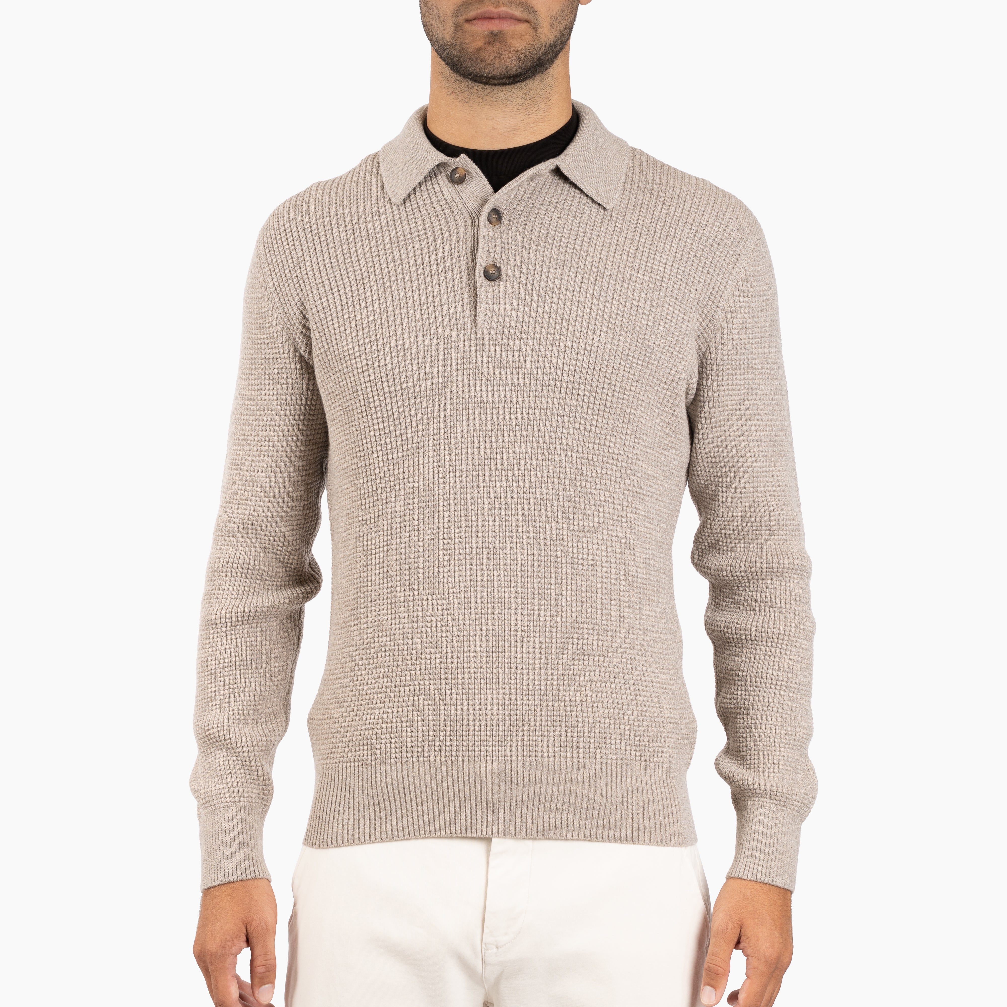 Gran Sasso Gebreide Polotrui Beige | Extrafine Merino