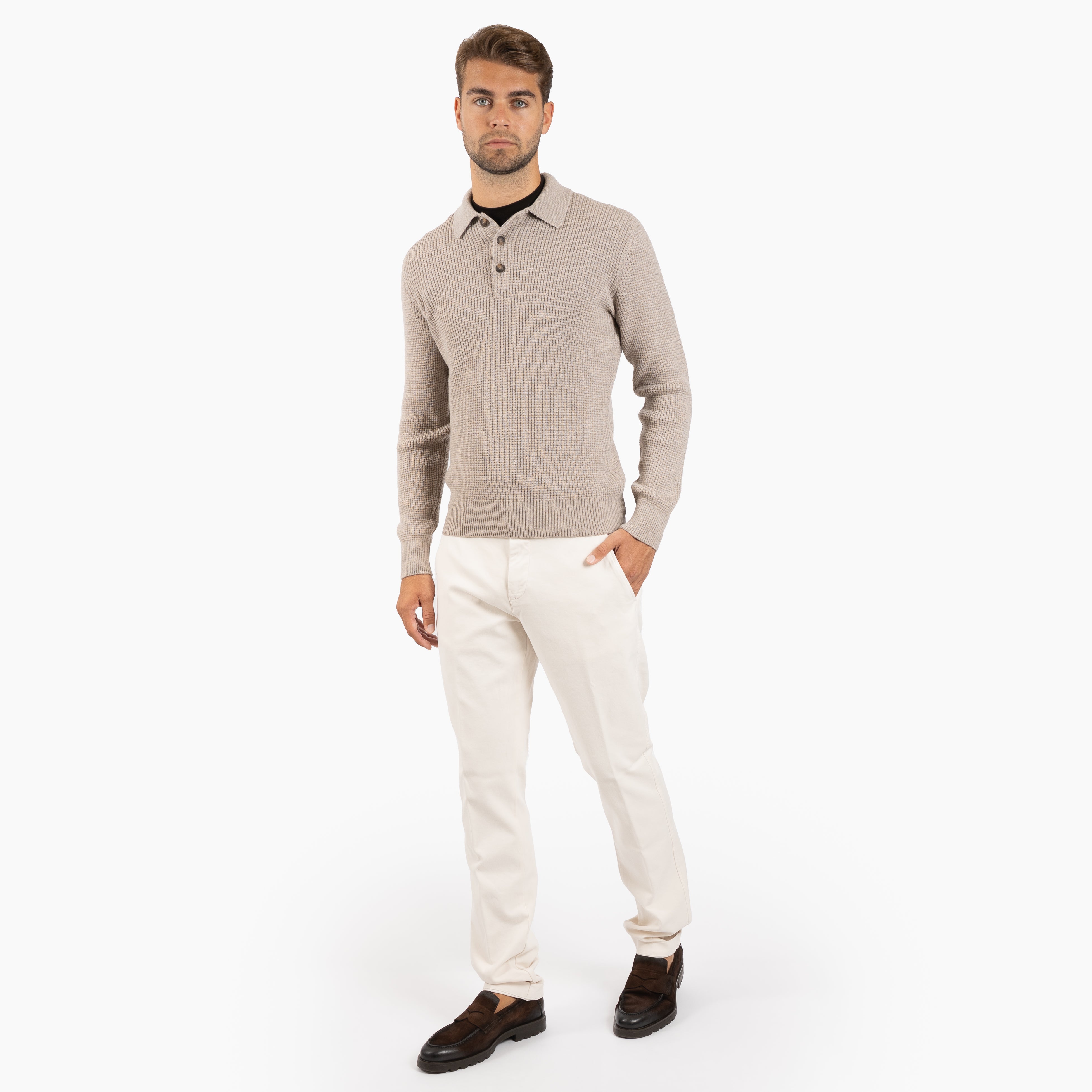 Gran Sasso Gebreide Polotrui Beige | Extrafine Merino
