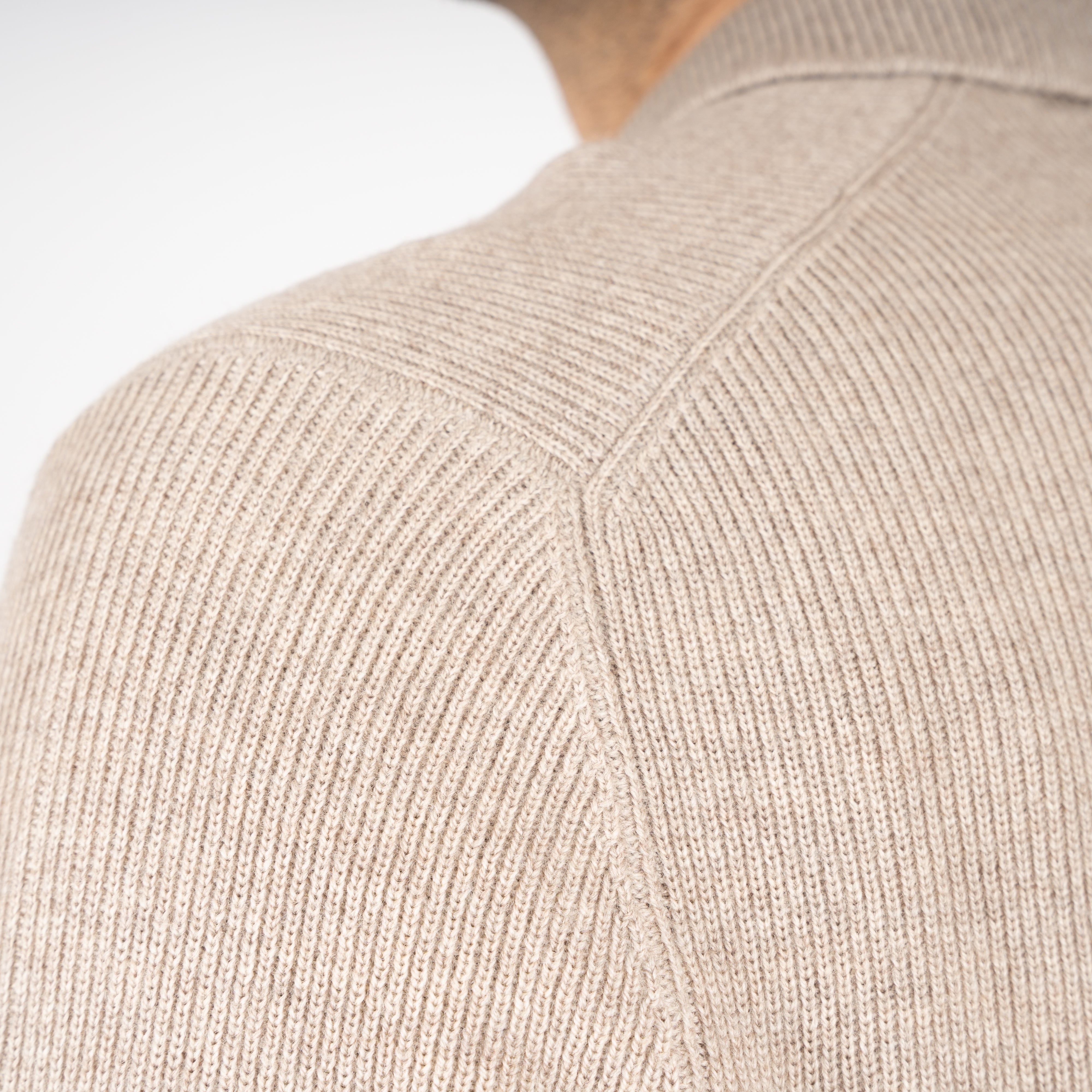 Gran Sasso Gebreide Buttonless Polotrui Beige | Extrafine Merino