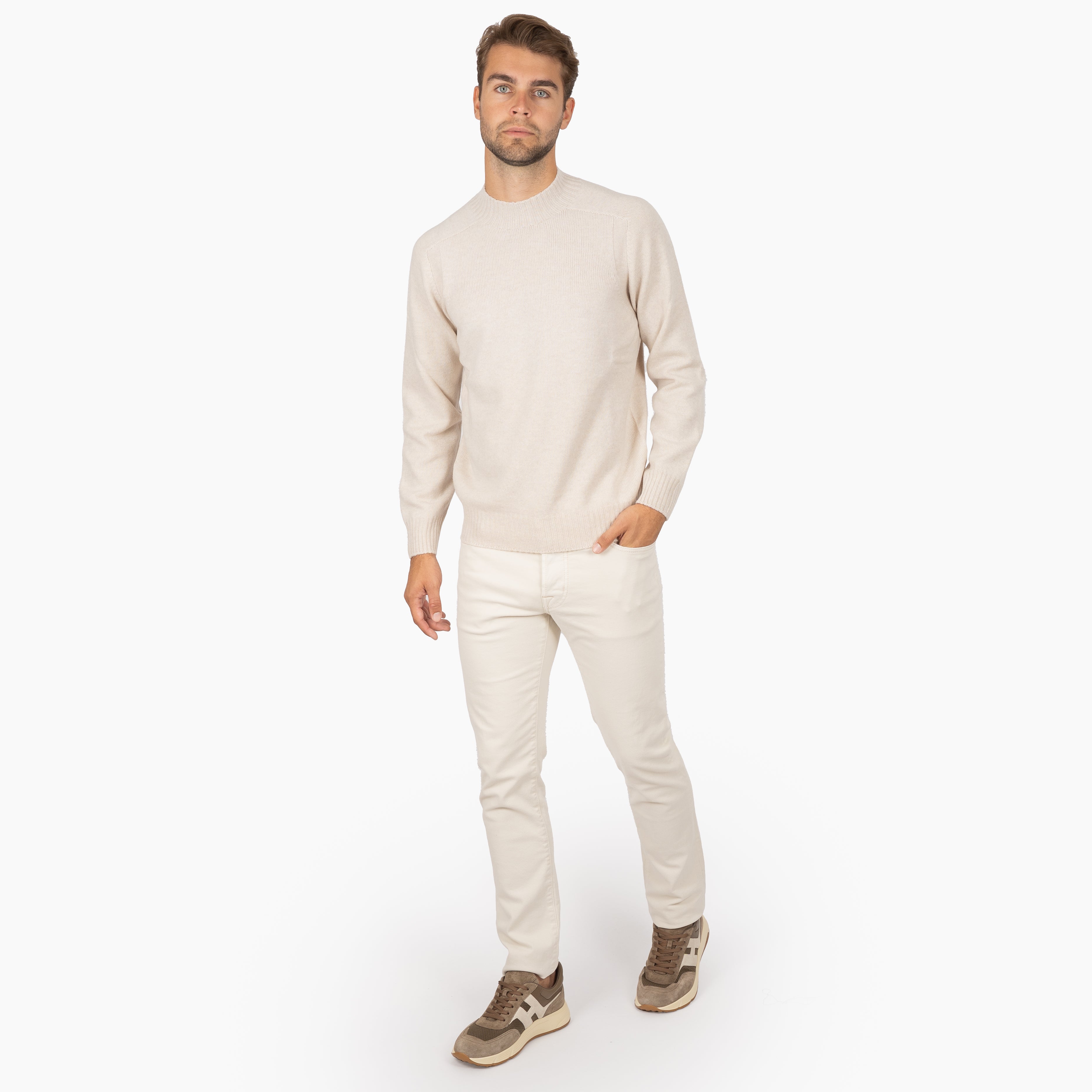 Gran Sasso Gebreide Turtleneck Trui Beige | Super Geelong