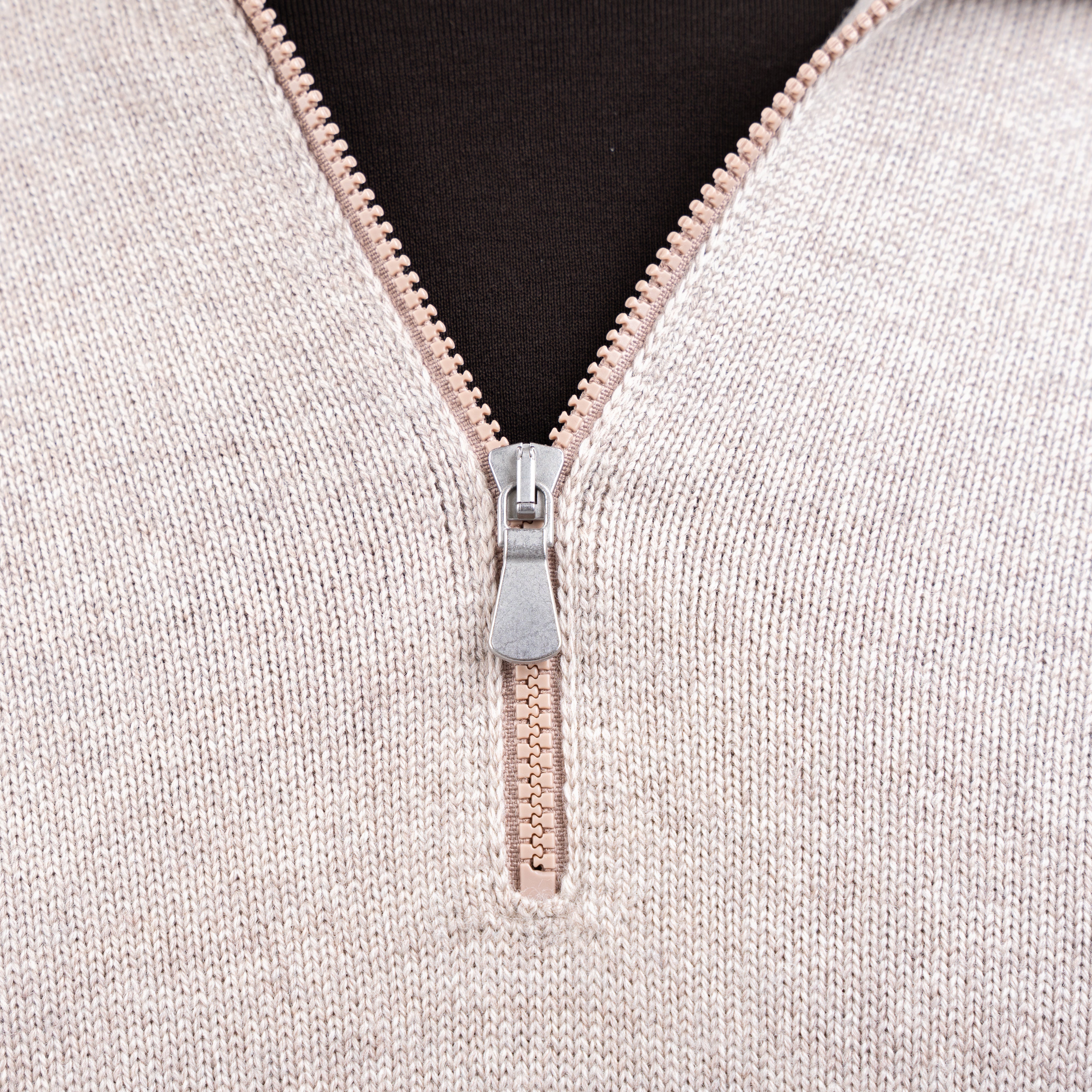 Gran Sasso Gebreide Trui met Rits Beige | Extrafine Merino