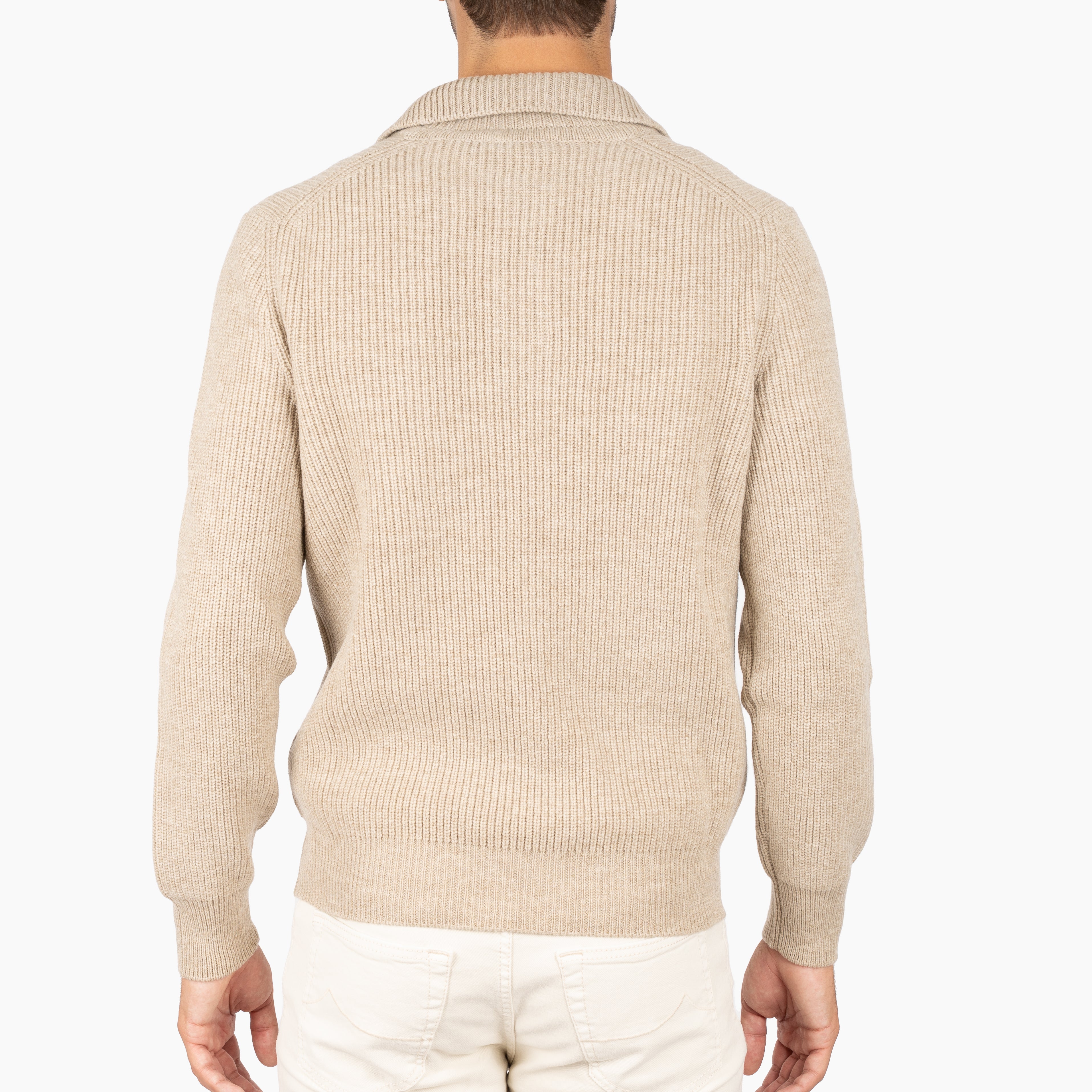 Gran Sasso Gebreide Buttonless Polotrui Beige | Super Geelong
