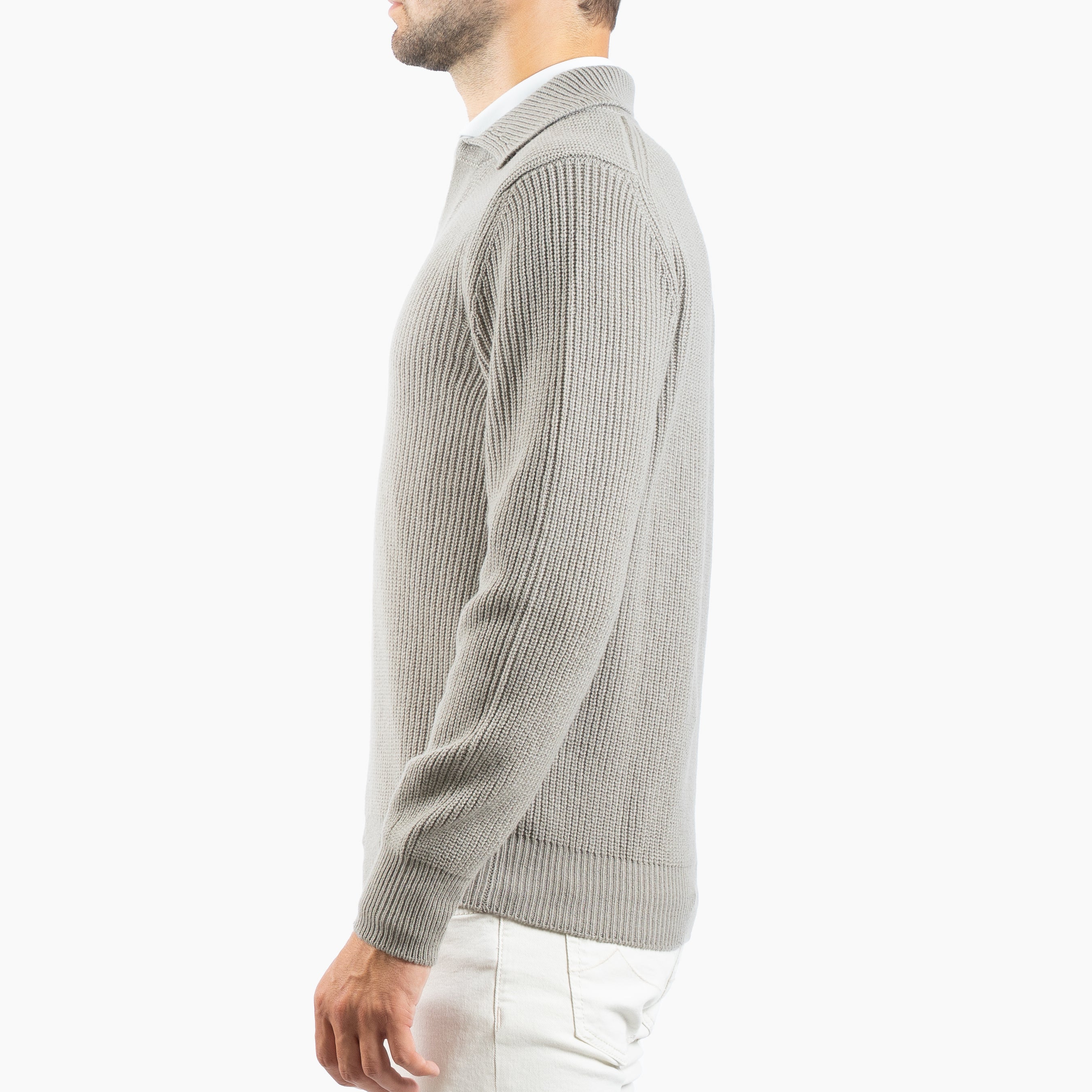 Gran Sasso Gebreide Buttonless Polotrui Sage Groen | Super Geelong