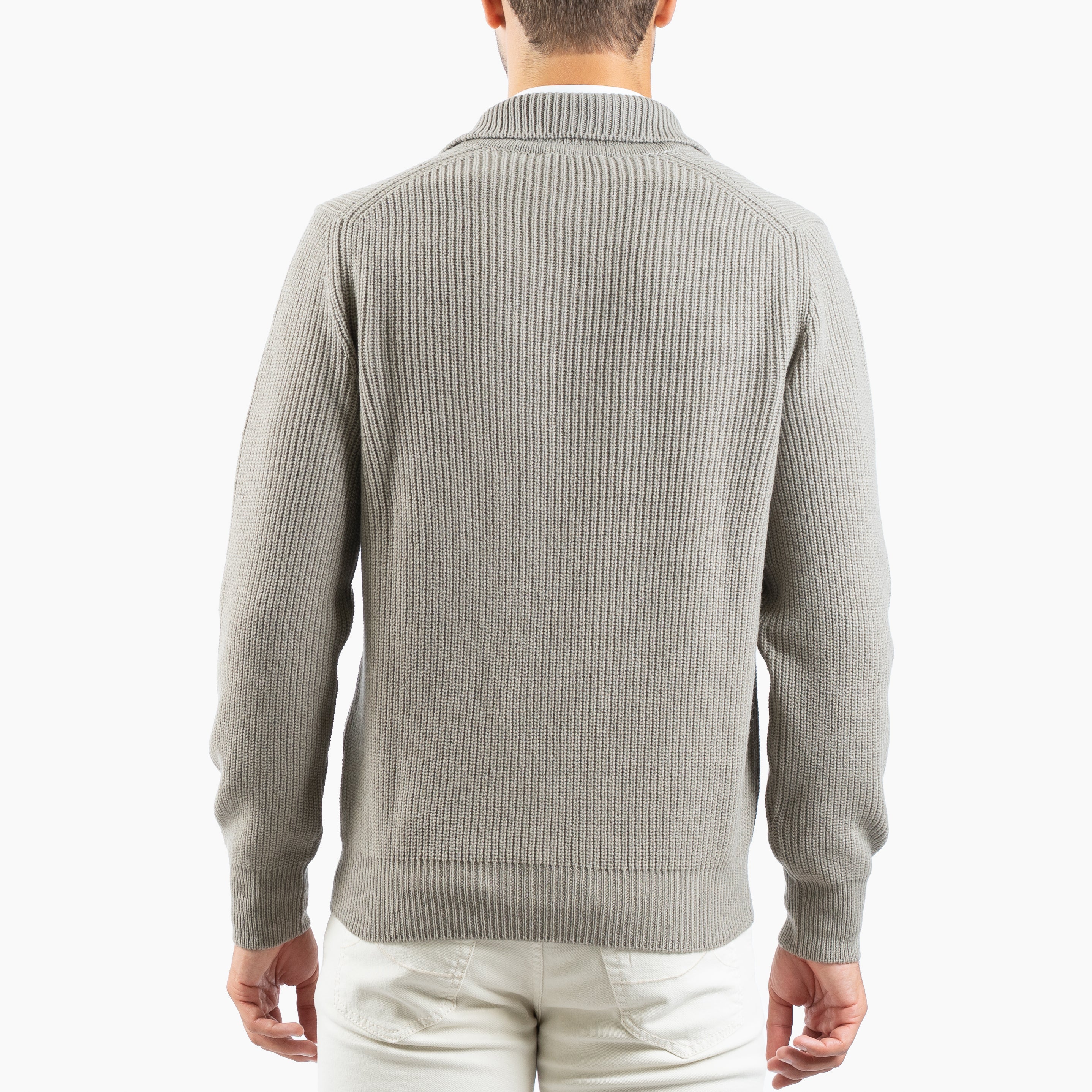Gran Sasso Gebreide Buttonless Polotrui Sage Groen | Super Geelong