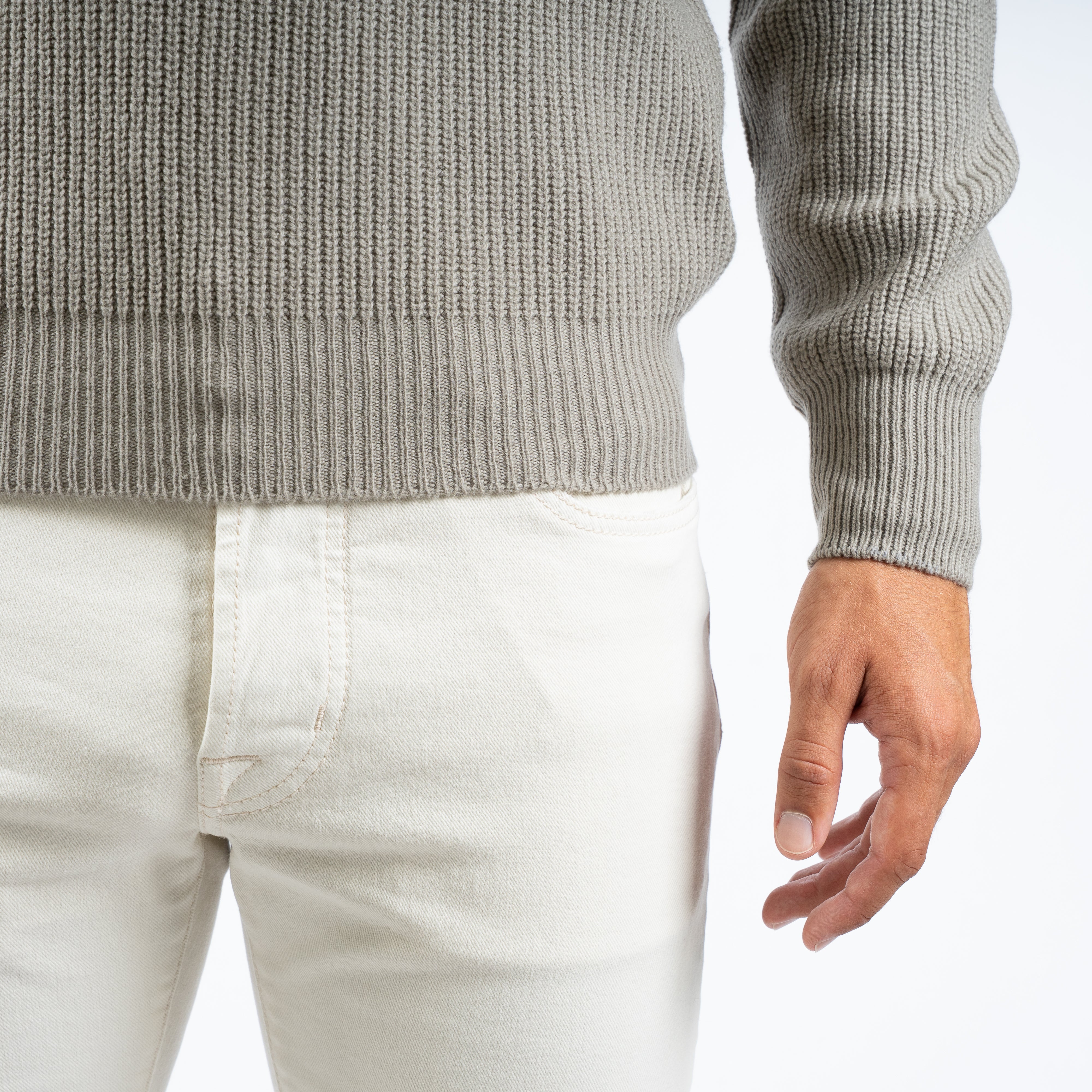 Gran Sasso Gebreide Buttonless Polotrui Sage Groen | Super Geelong