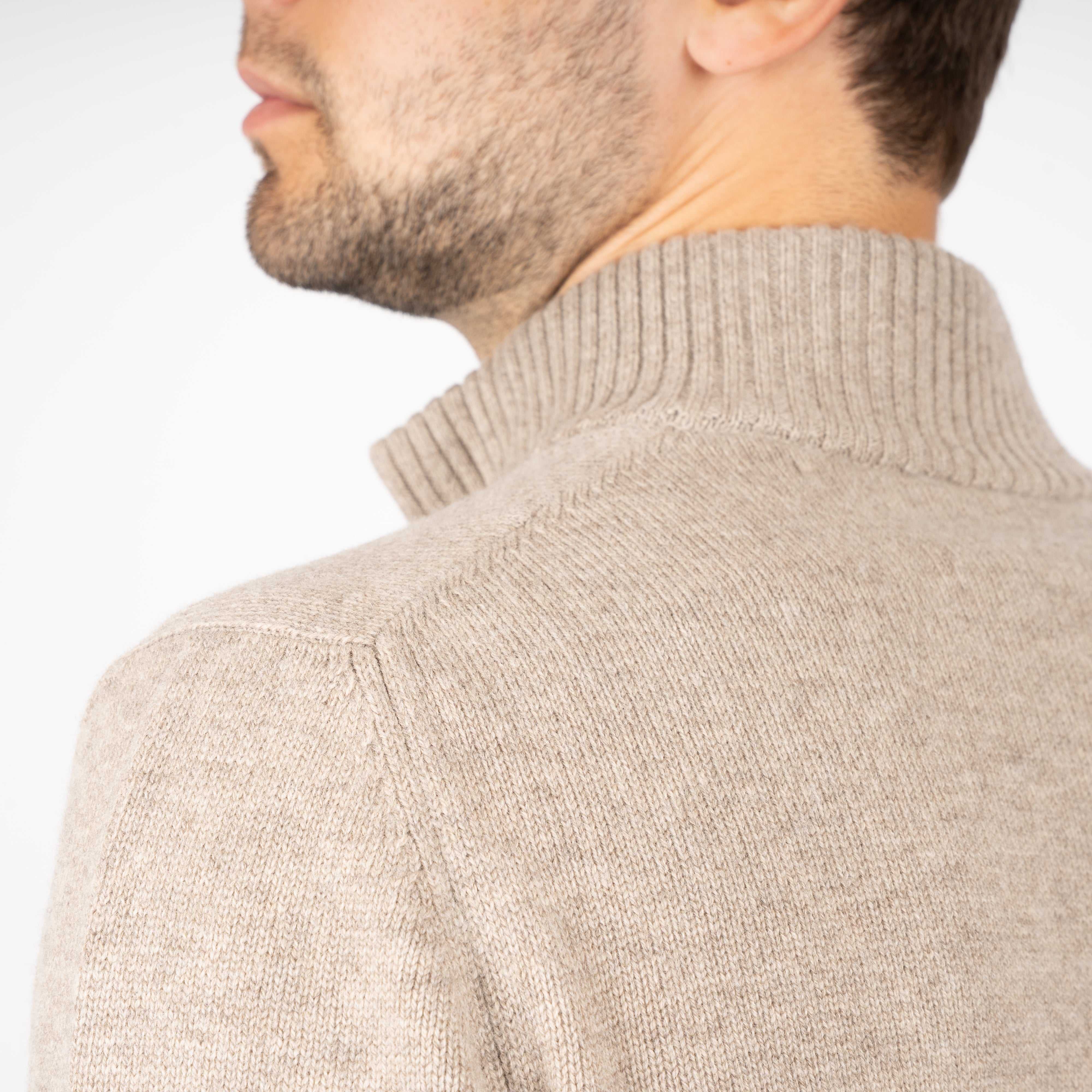 Gran Sasso Gebreide Trui met Rits Beige | Cashmere Lana