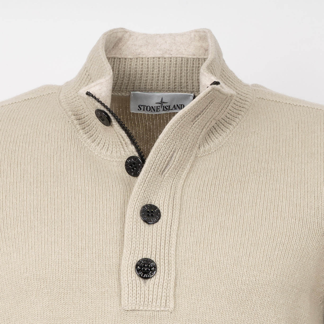 Stone Island Gebreide Trui met Knopenlijst Zand | Lambswool