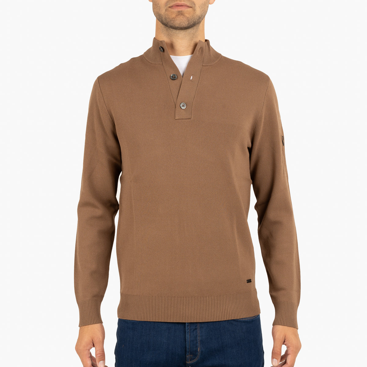SEVEN DIALS Technische Trui met Knopenlijst Camel | Tila