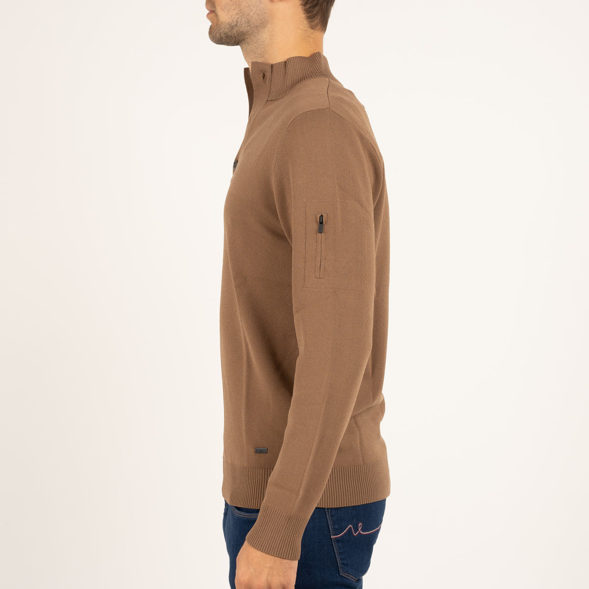 SEVEN DIALS Technische Trui met Knopenlijst Camel | Tila
