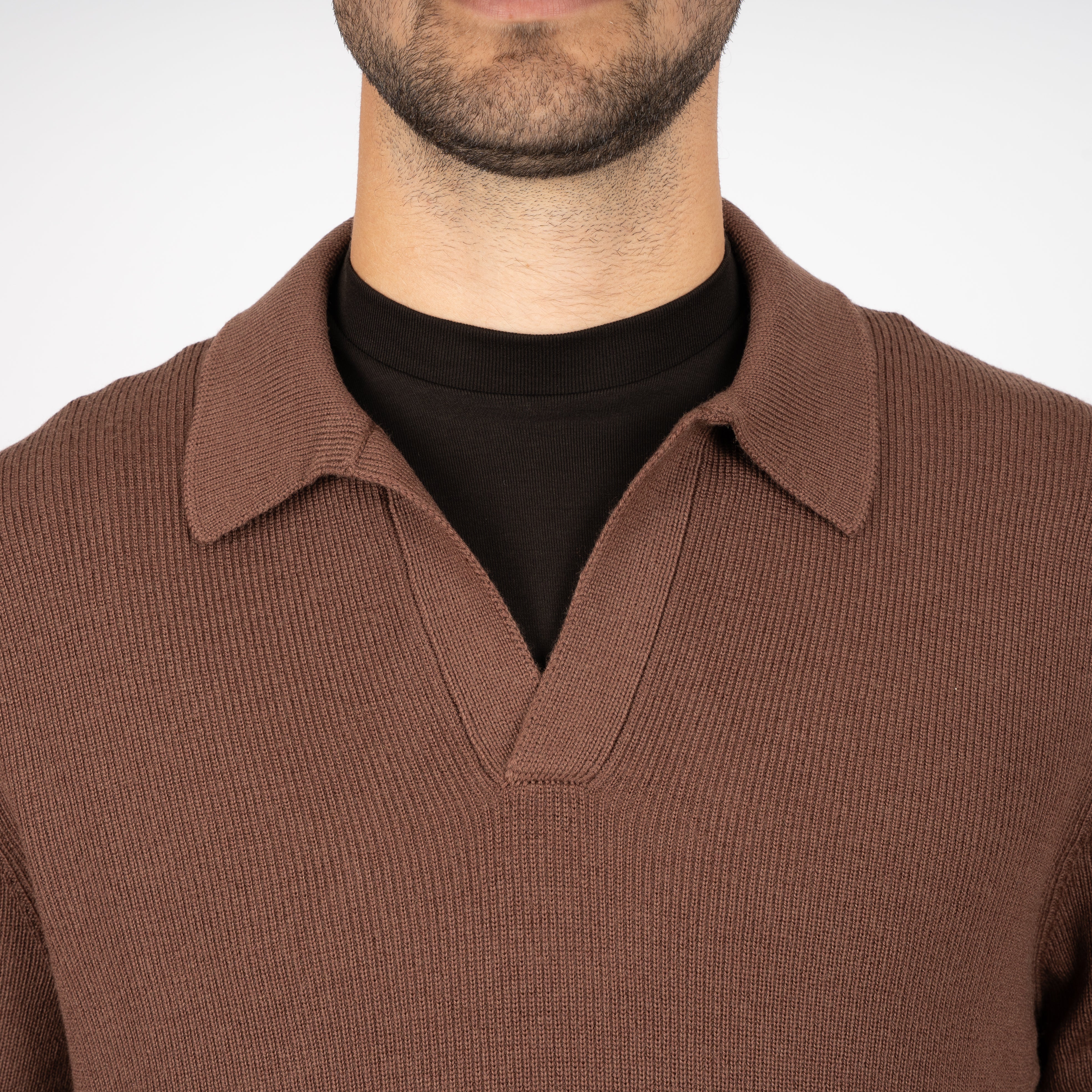 Gran Sasso Gebreide Buttonless Polotrui Camel | Extrafine Merino