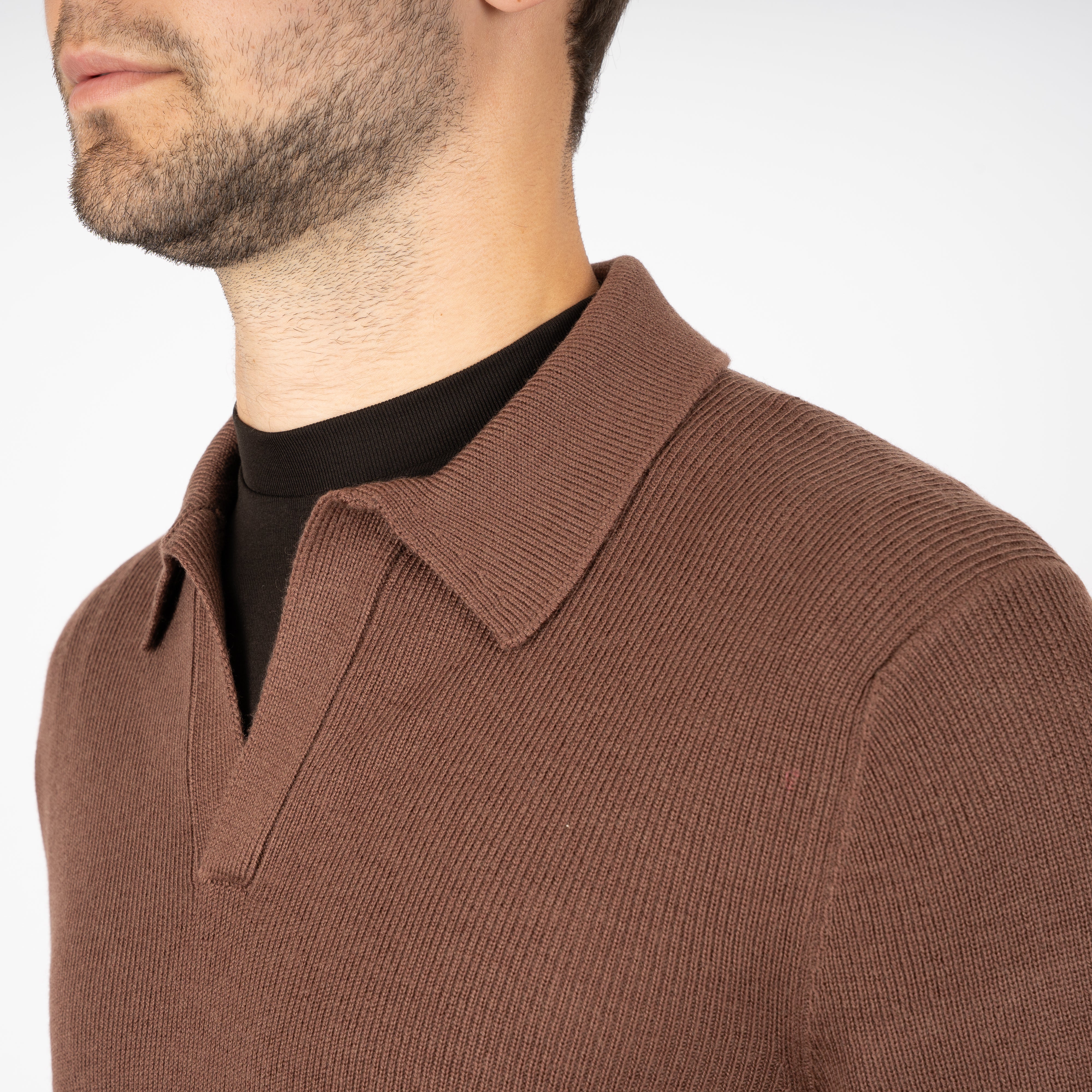 Gran Sasso Gebreide Buttonless Polotrui Camel | Extrafine Merino