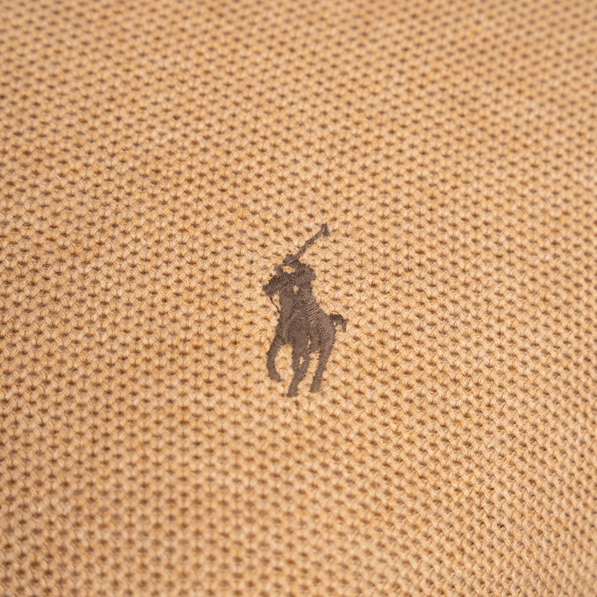Ralph Lauren Gebreide Trui met Rits Camel | Mesh-Knit Cotton