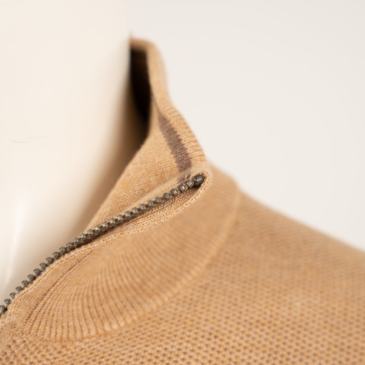 Ralph Lauren Gebreide Trui met Rits Camel | Mesh-Knit Cotton