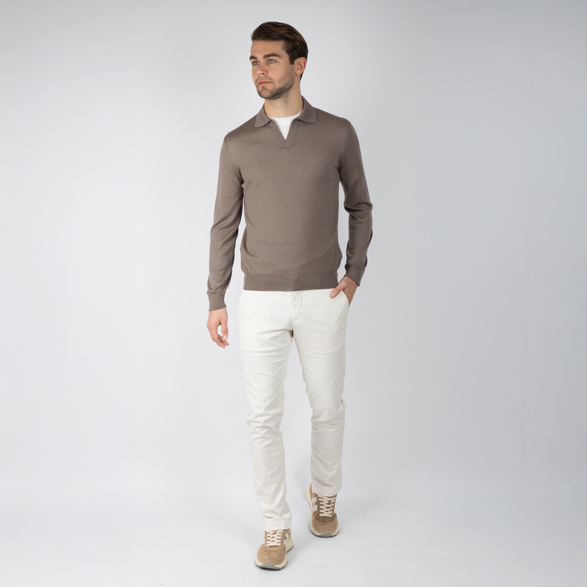 Gran Sasso Gebreide Trui Buttonless Polokraag Taupe | Athleisure