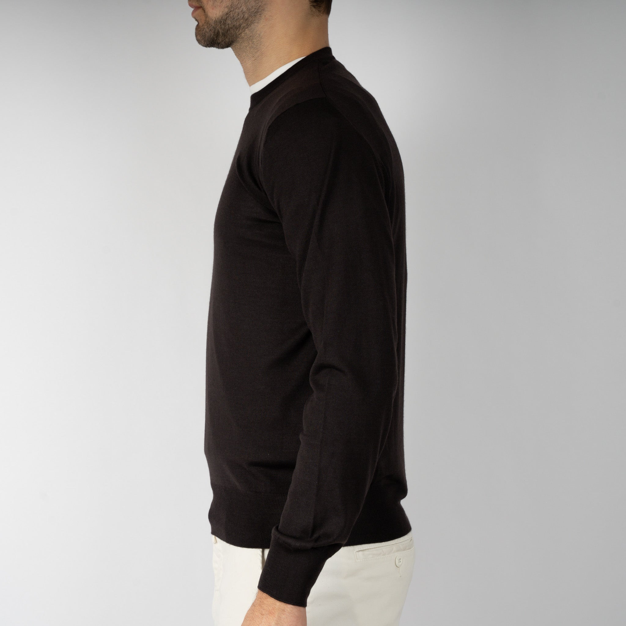 Gran Sasso Gebreide Trui Ronde Hals Bruin | Cashmere-Lana-Seta