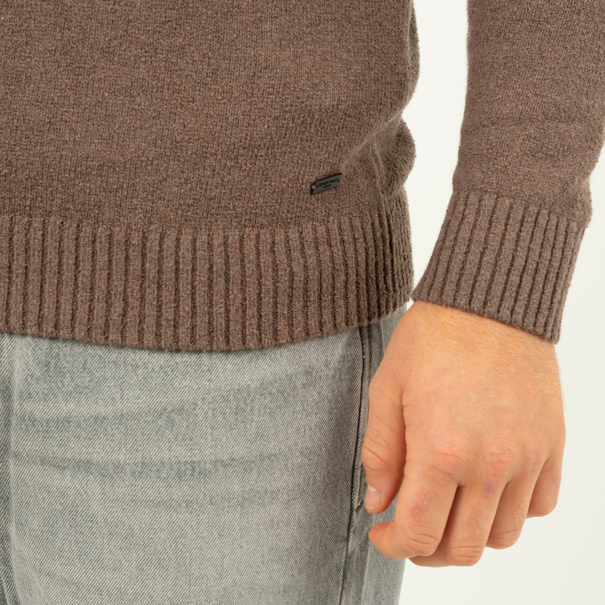 SEVEN DIALS Gebreide Polo met Lange Mouw Taupe | Ismir