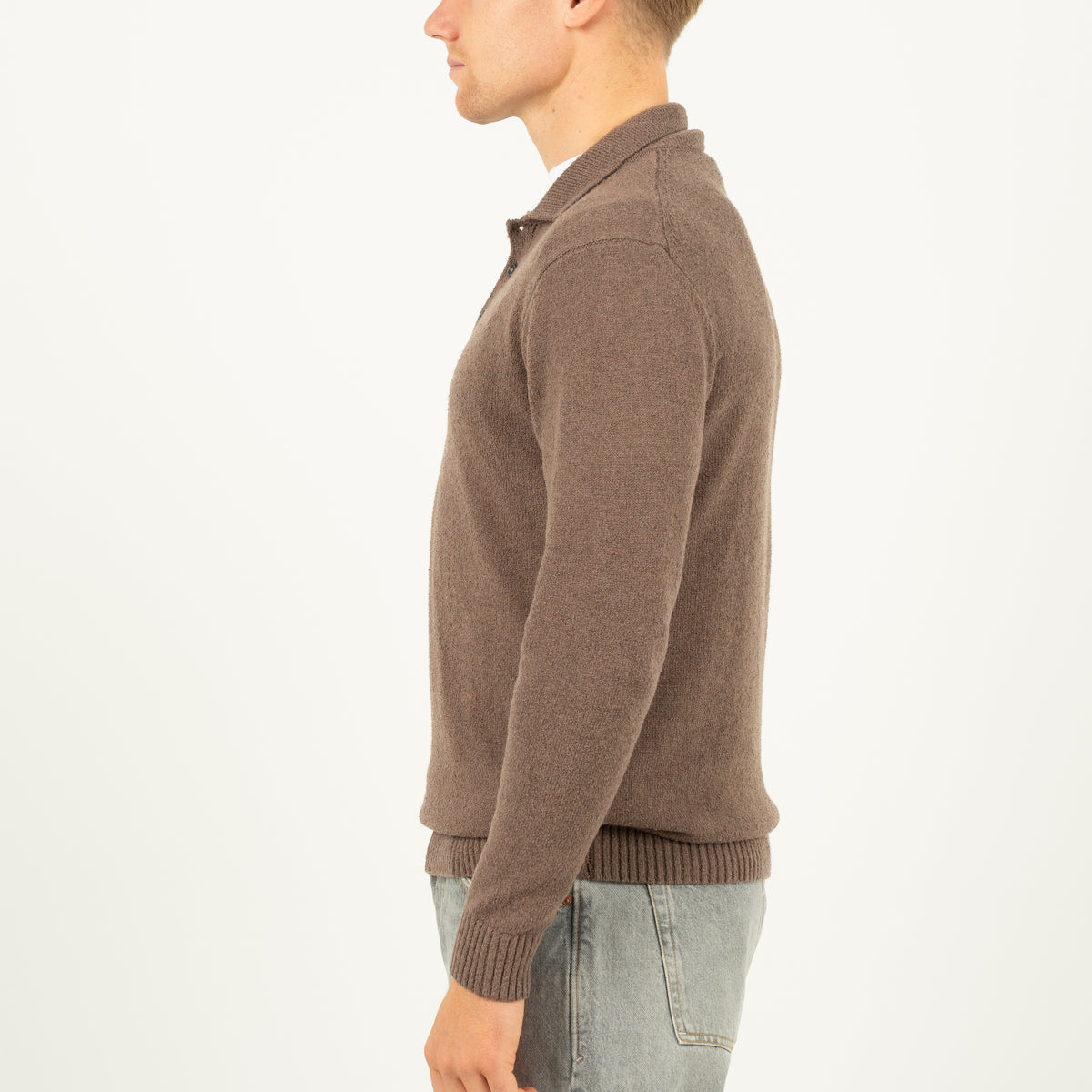 SEVEN DIALS Gebreide Polo met Lange Mouw Taupe | Ismir