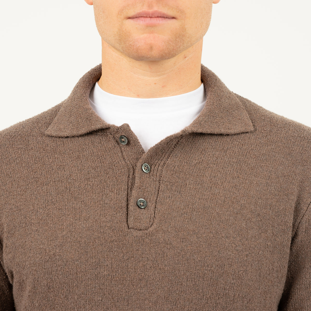 SEVEN DIALS Gebreide Polo met Lange Mouw Taupe | Ismir