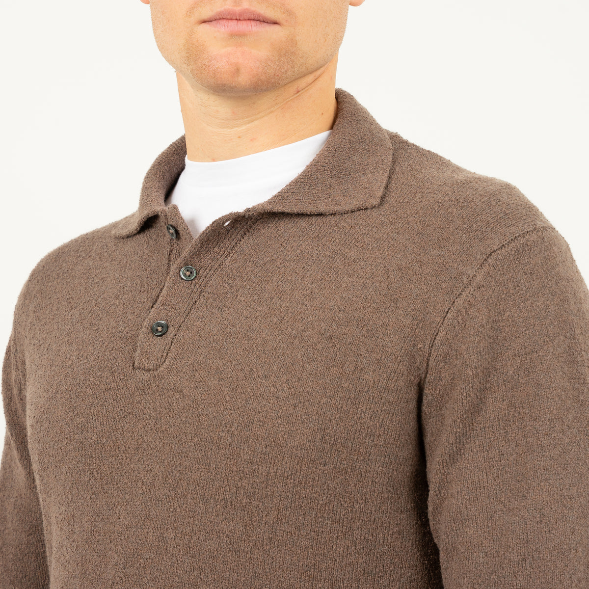SEVEN DIALS Gebreide Polo met Lange Mouw Taupe | Ismir