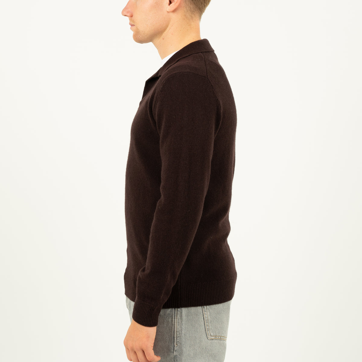 SEVEN DIALS Gebreide Trui Buttonless Polokraag Bruin | Dakar
