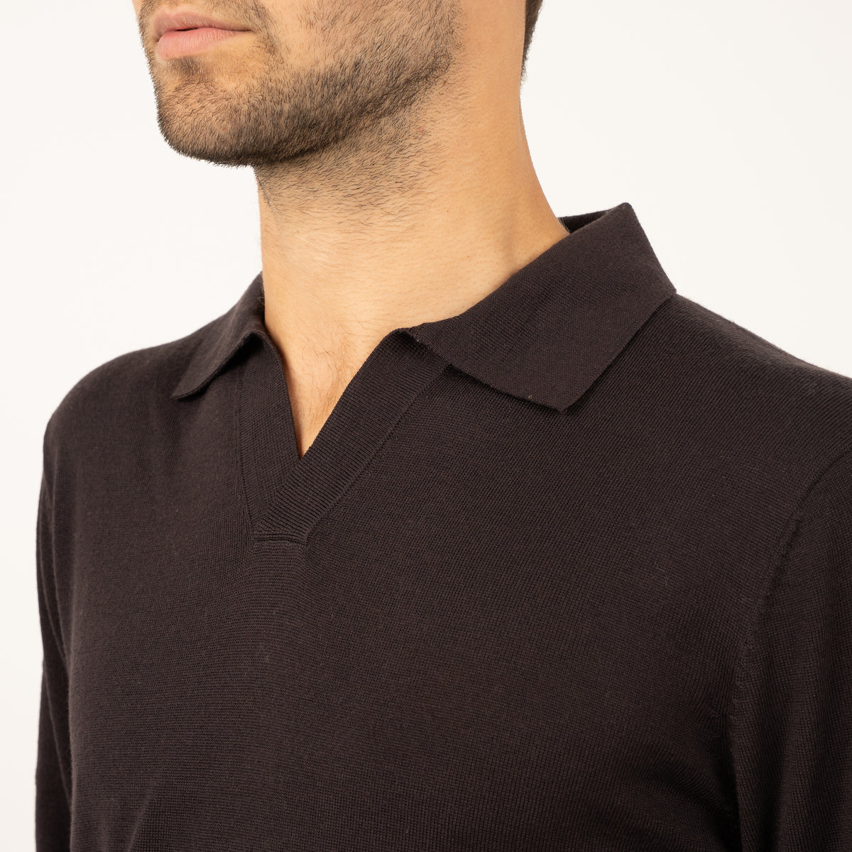 SEVEN DIALS Gebreide Buttonless Polotrui Bruin | Wyot
