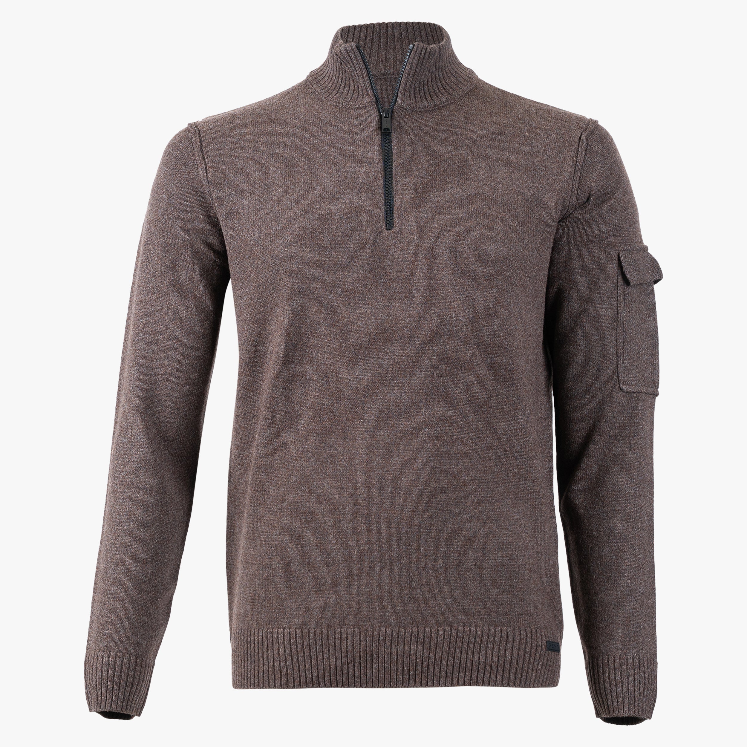 Genti Gebreide Trui met Rits Bruin | RWS Wool