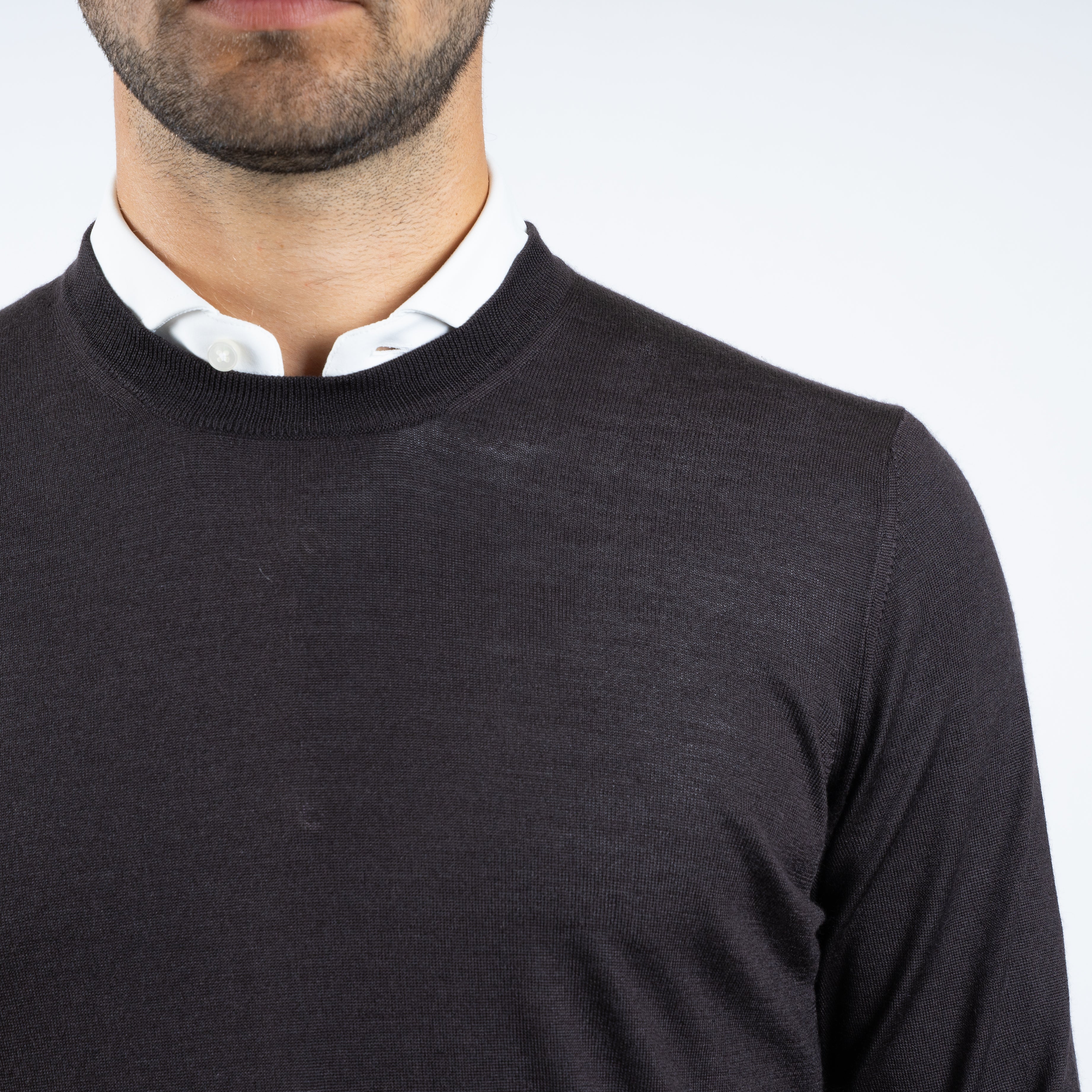 Gran Sasso Gebreide Trui Ronde Hals Bruin | Cashmere-Lana-Seta