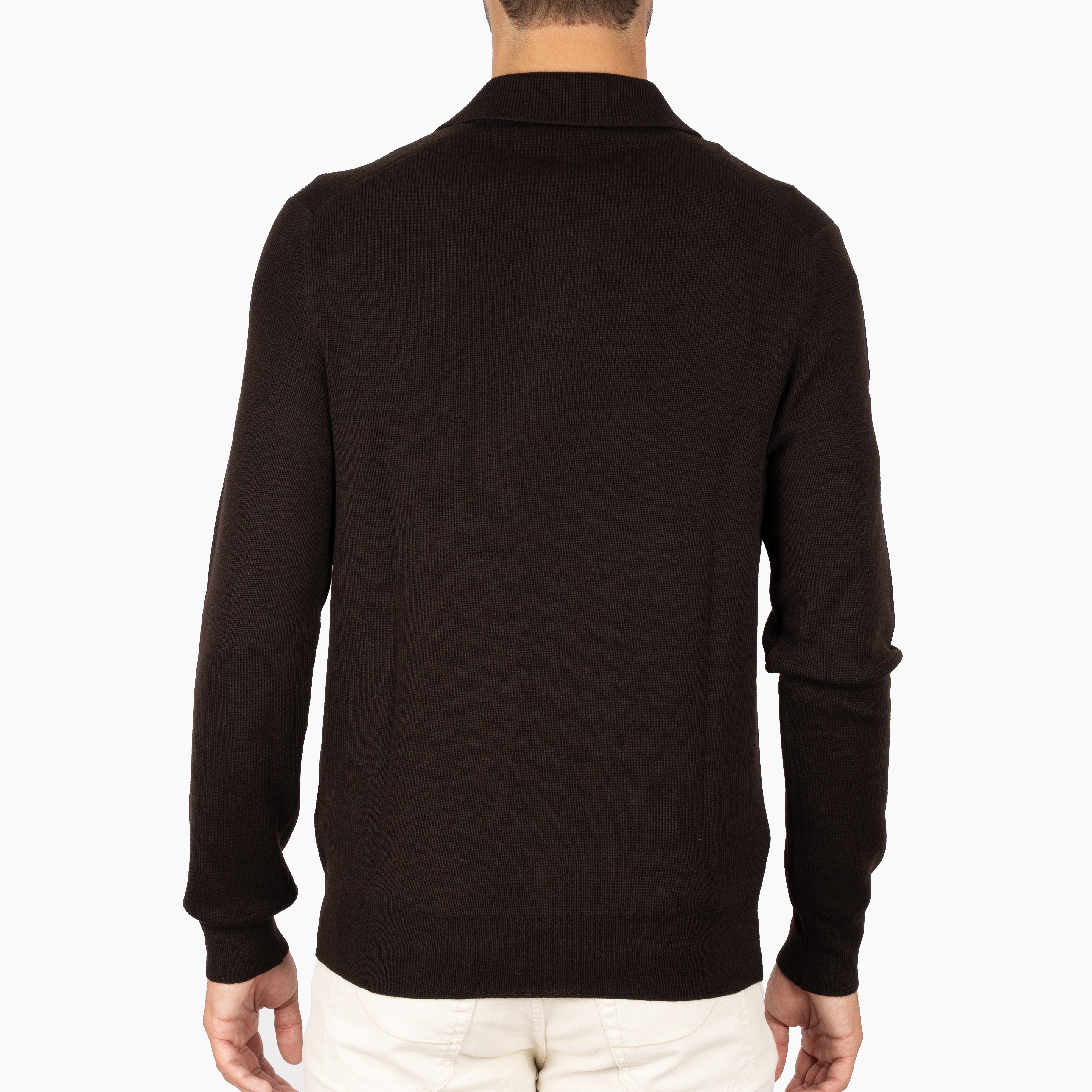 Gran Sasso Gebreide Buttonless Polotrui Bruin | Extrafine Merino