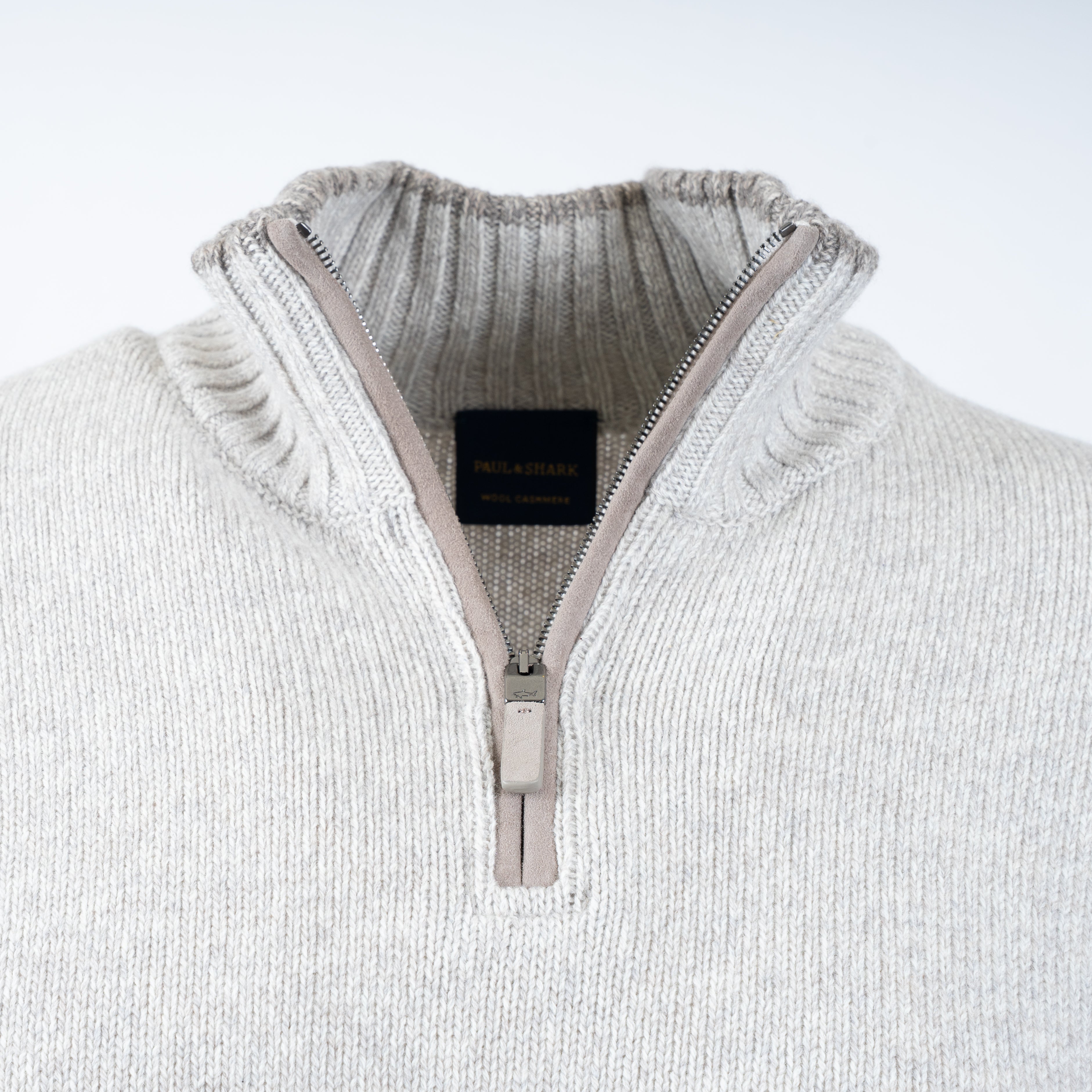 Paul & Shark Gebreide Trui met Rits Beige | Wool & Cashmere