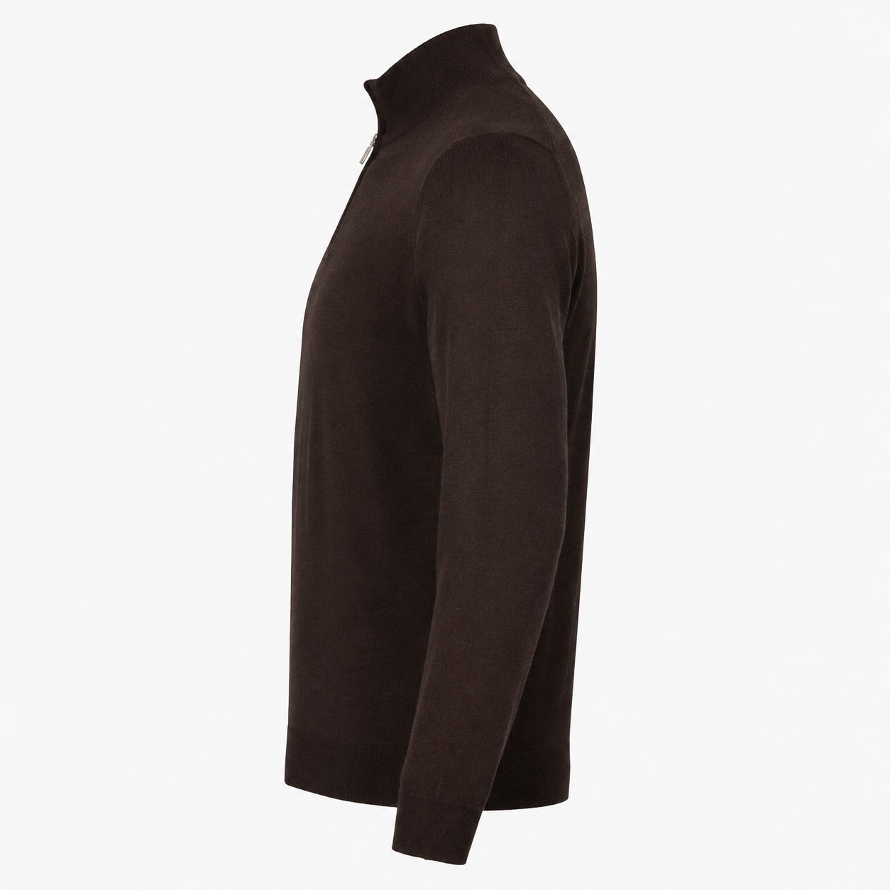 Fedeli Gebreide Trui met Rits Bruin | Favonio Superfine Wool 140