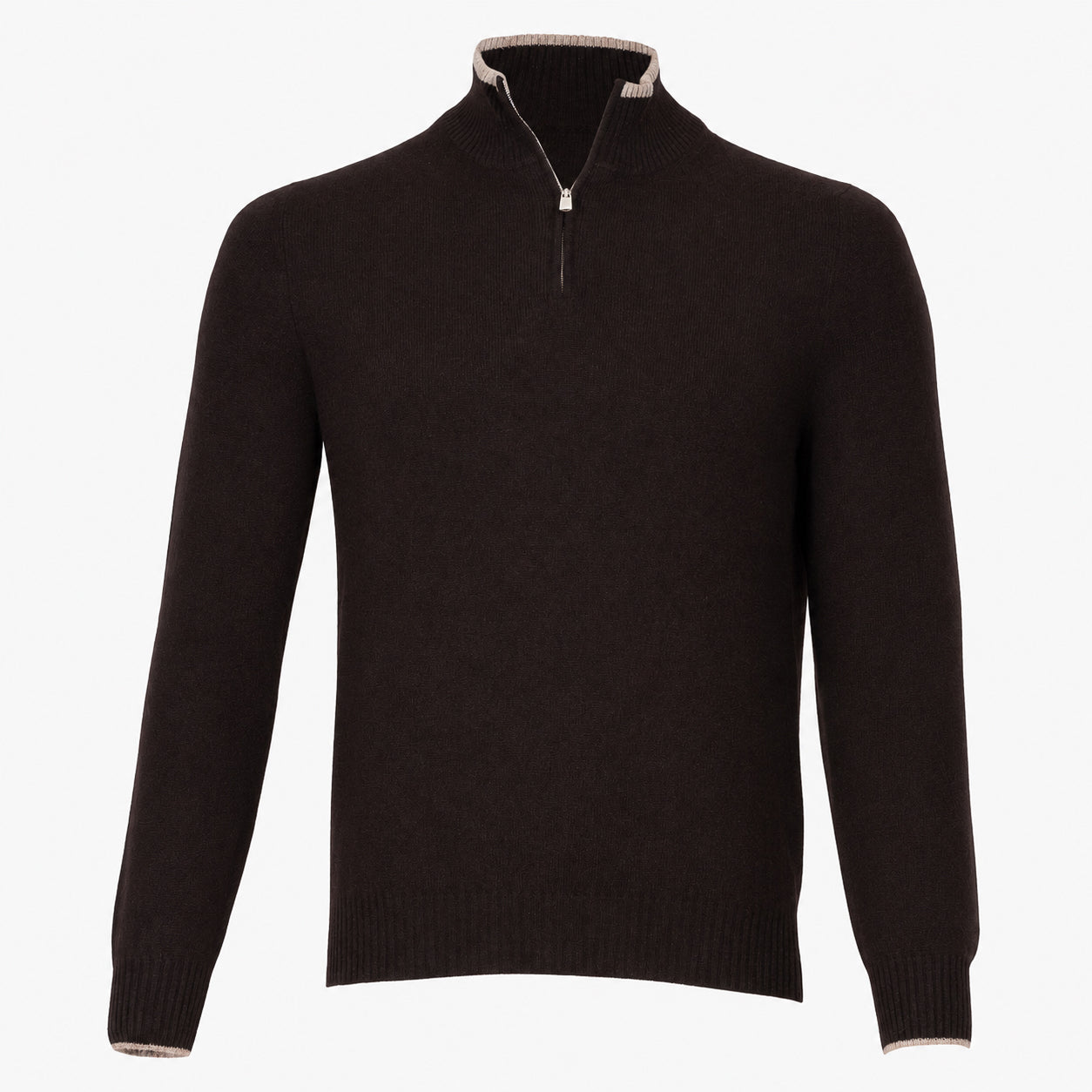 Fedeli Gebreide Trui met Rits Bruin | Favonio Persia Cashmere