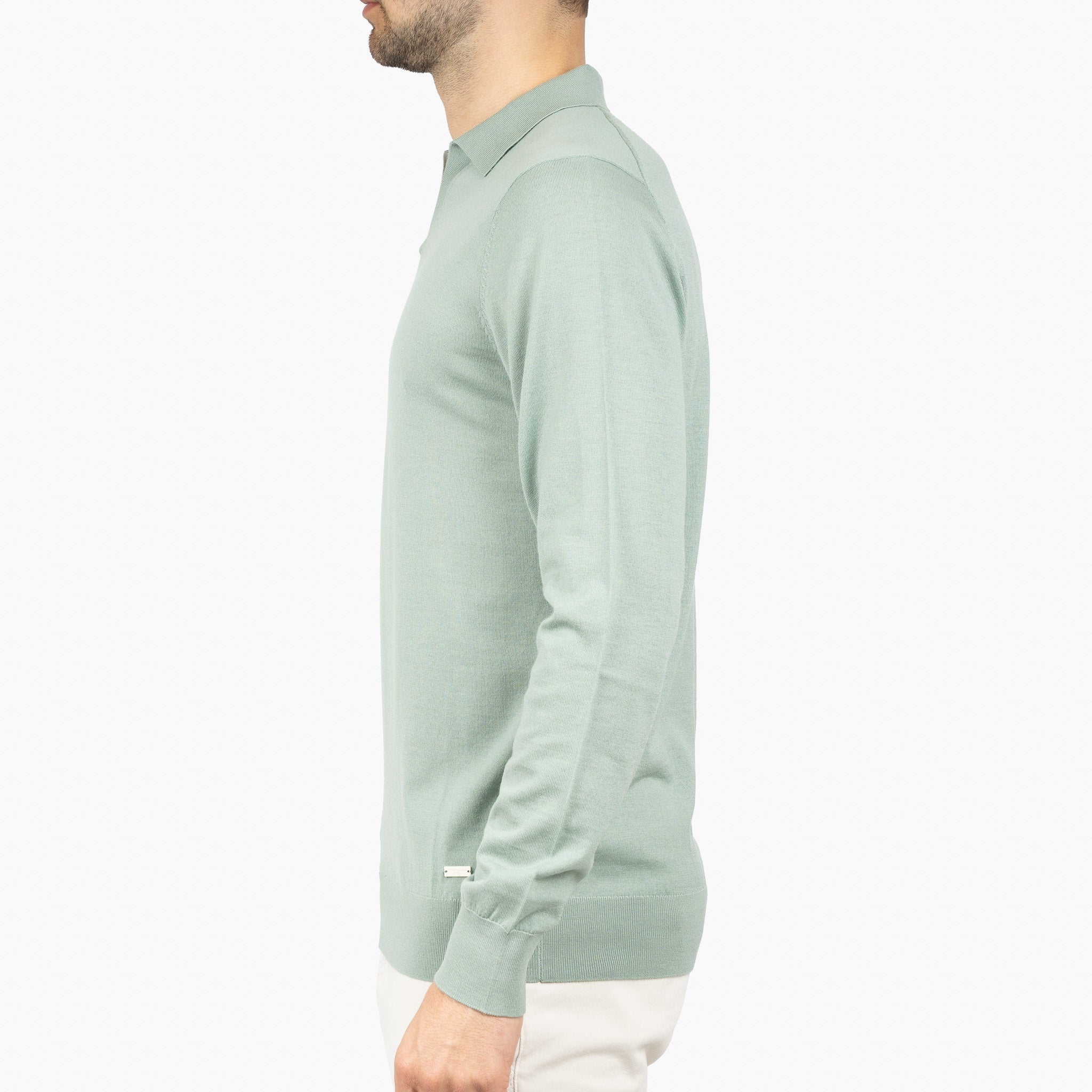 SEVEN DIALS Gebreide Buttonless Polotrui Lichtgroen | Blake