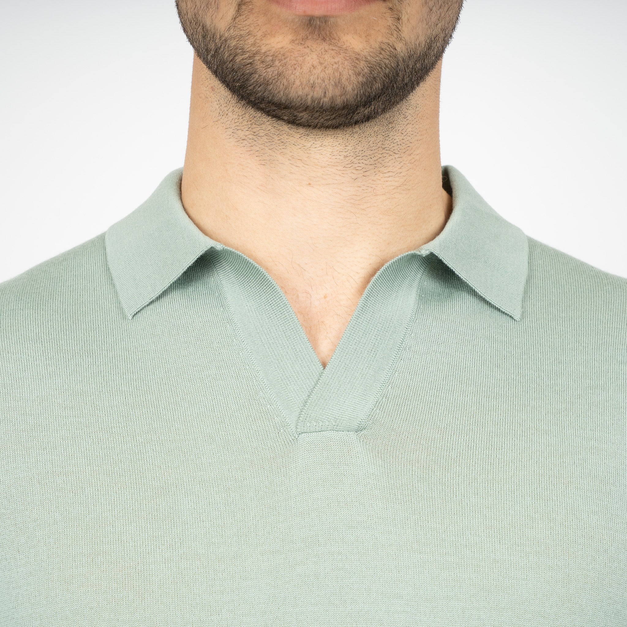 SEVEN DIALS Gebreide Buttonless Polotrui Lichtgroen | Blake