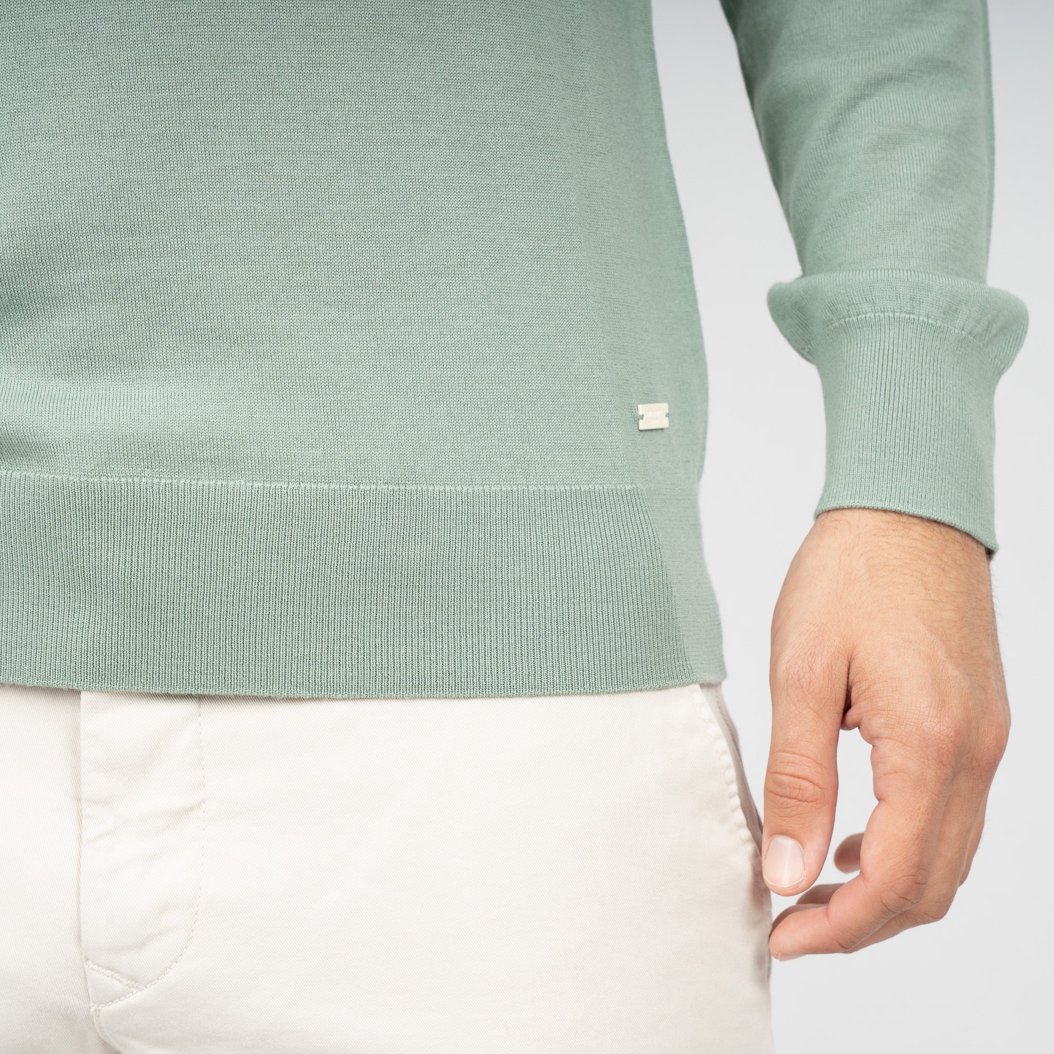 SEVEN DIALS Gebreide Buttonless Polotrui Lichtgroen | Blake