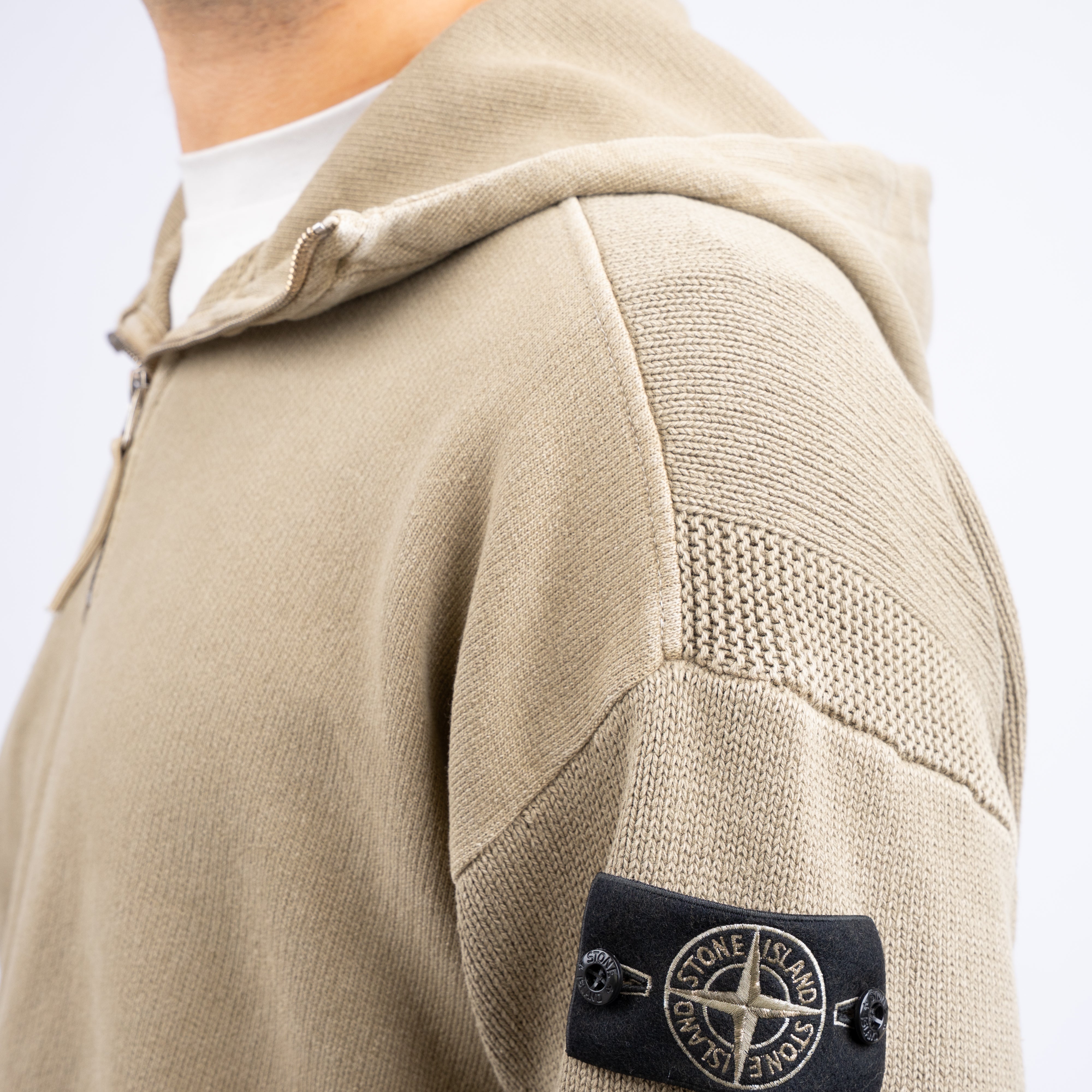 Stone Island Hoodie met Rits Groen | Loose Fit