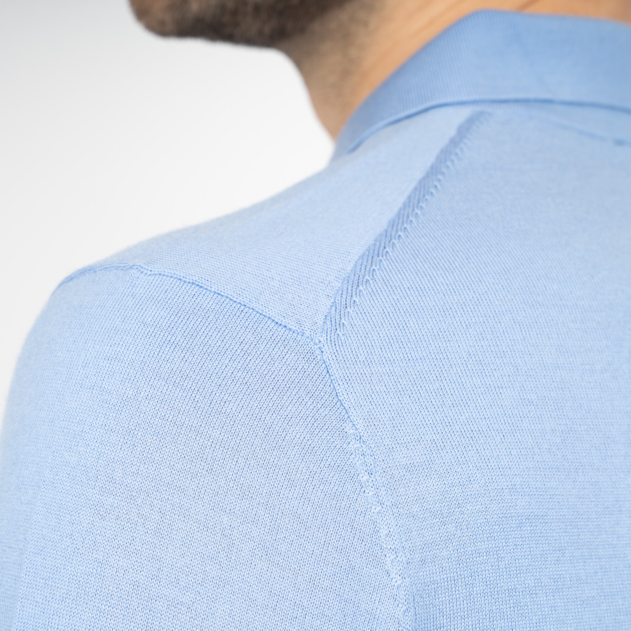 SEVEN DIALS Gebreide Buttonless Polotrui Lichtblauw | Blake