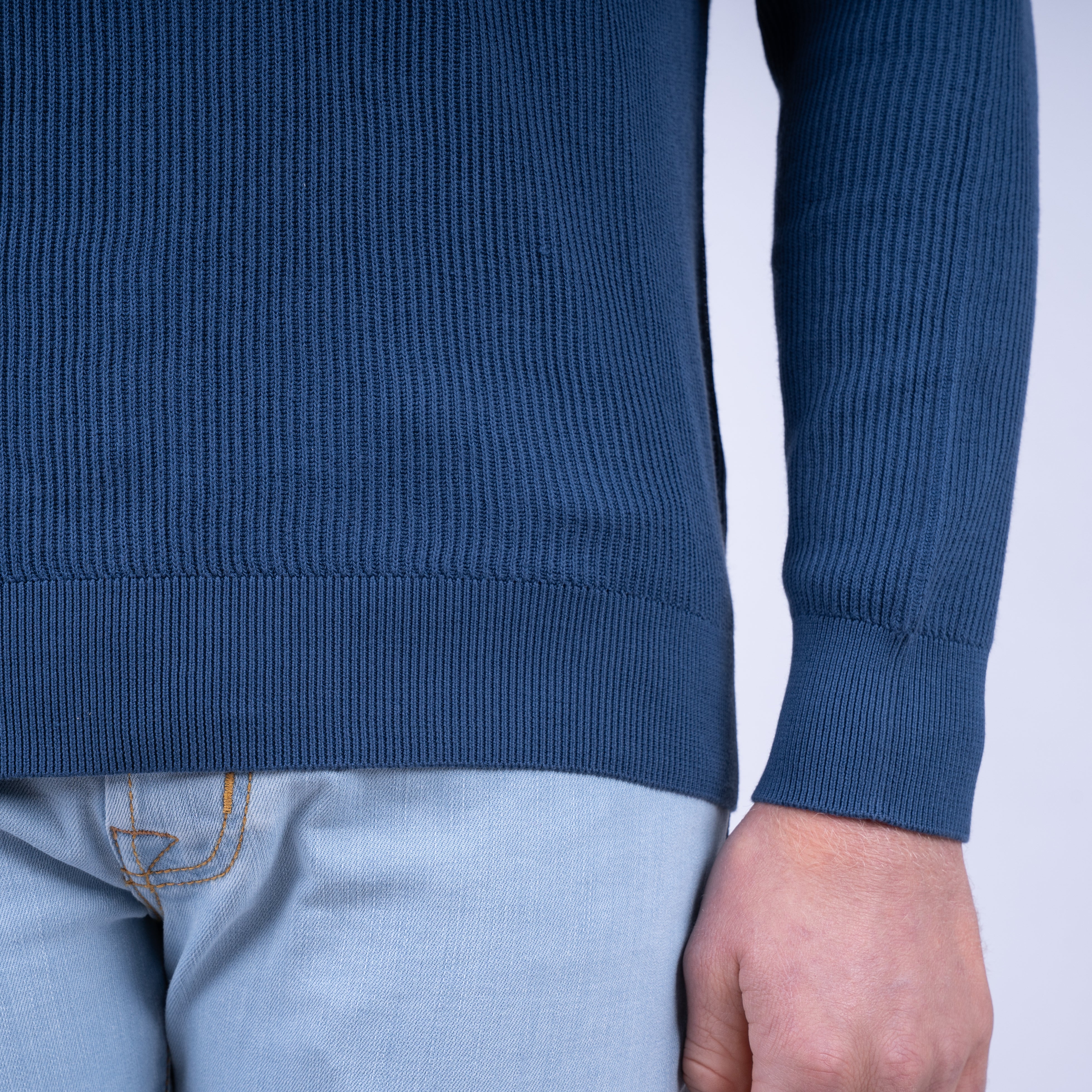 Fedeli Gebreide Trui met Rits Blauw | Paul Giza