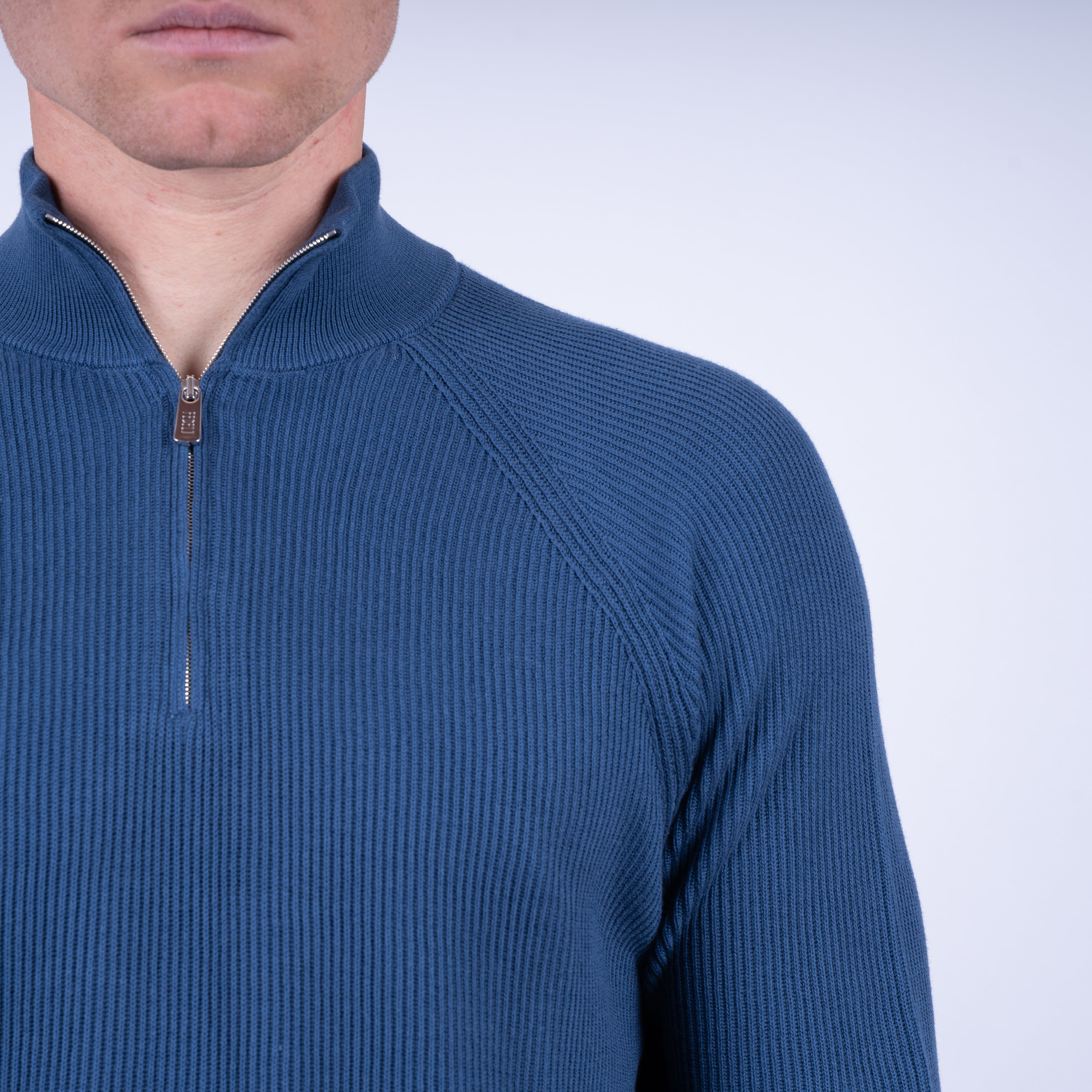 Fedeli Gebreide Trui met Rits Blauw | Paul Giza