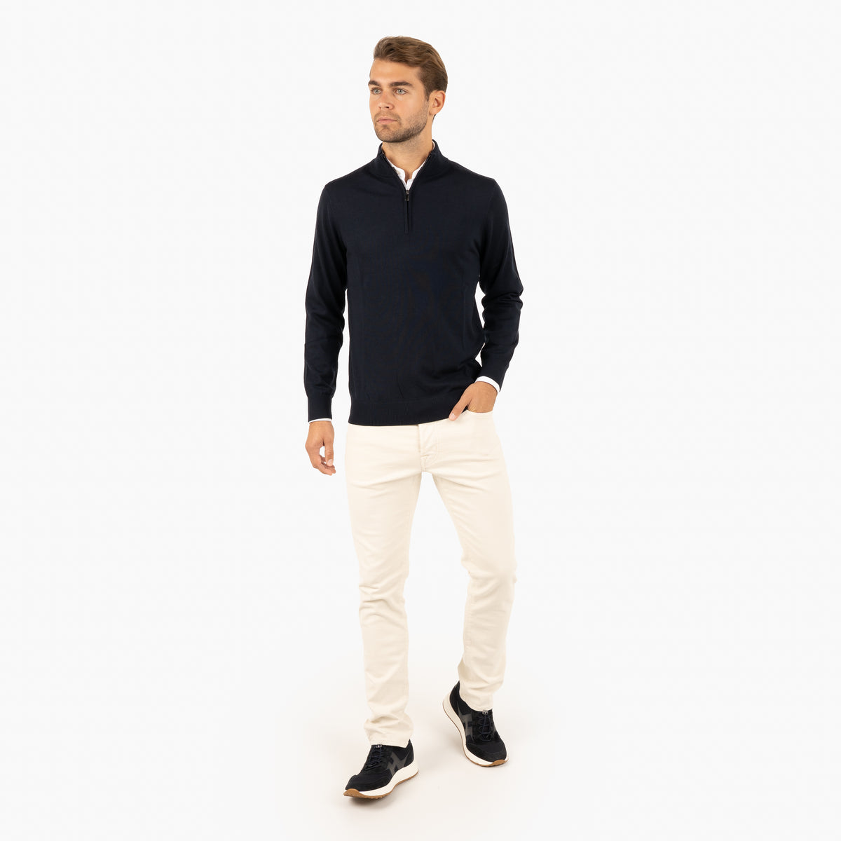 SEVEN DIALS Gebreide Trui met Rits Blauw | Saul