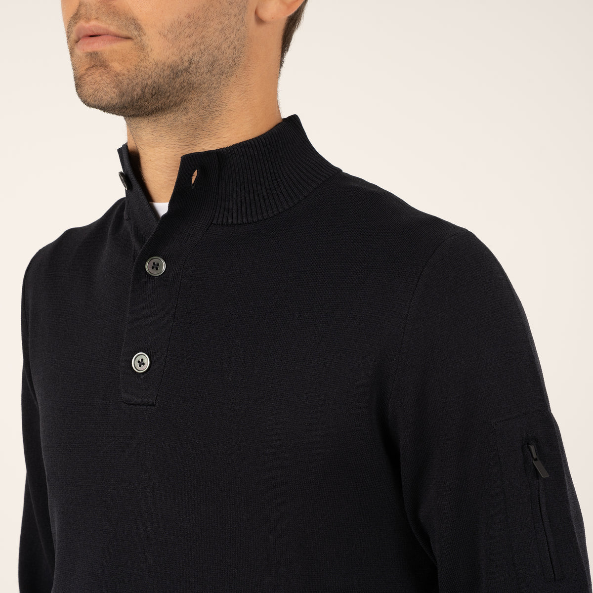 SEVEN DIALS Technische Trui met Knopenlijst Blauw | Tila