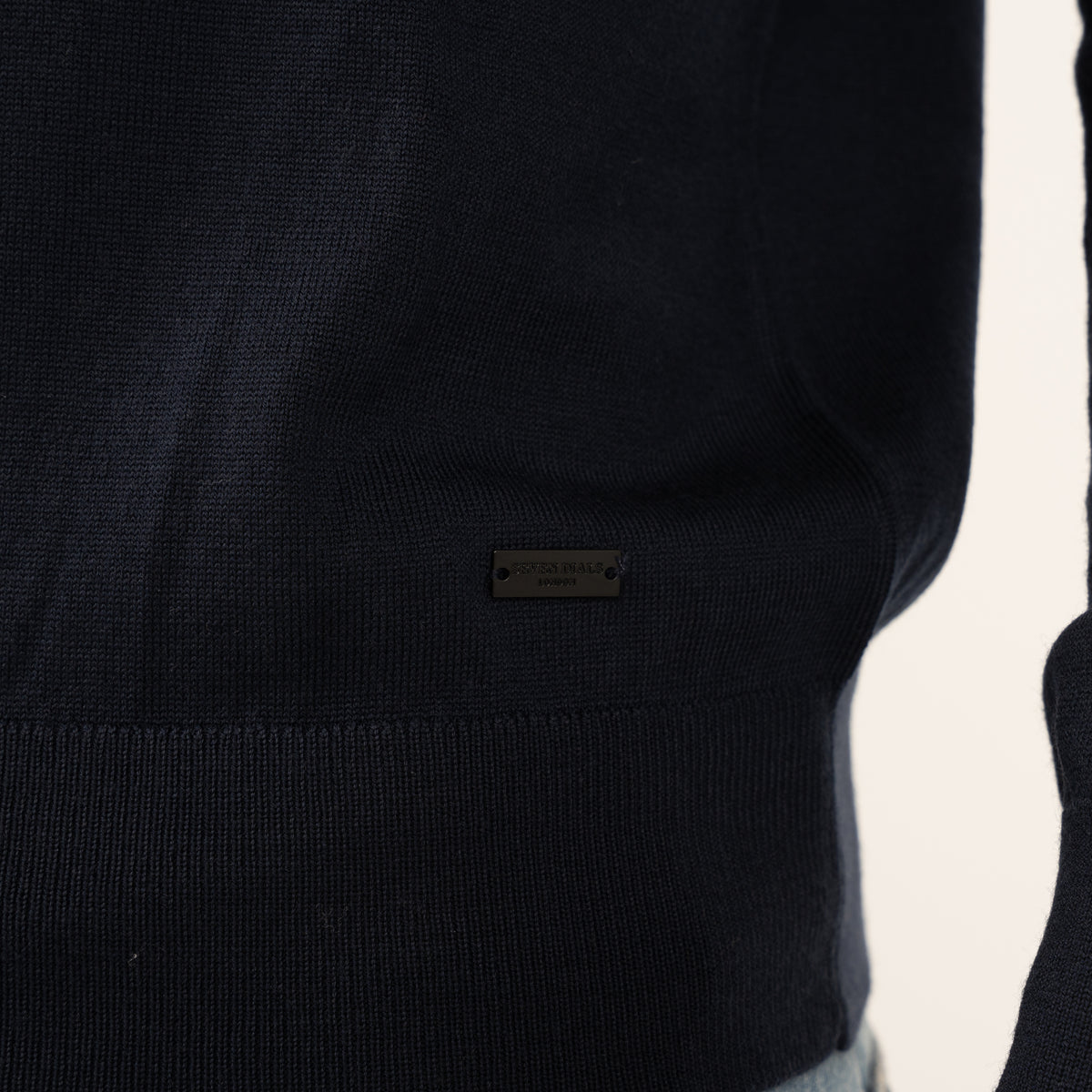 SEVEN DIALS Gebreide Buttonless Polotrui Blauw | Wyot