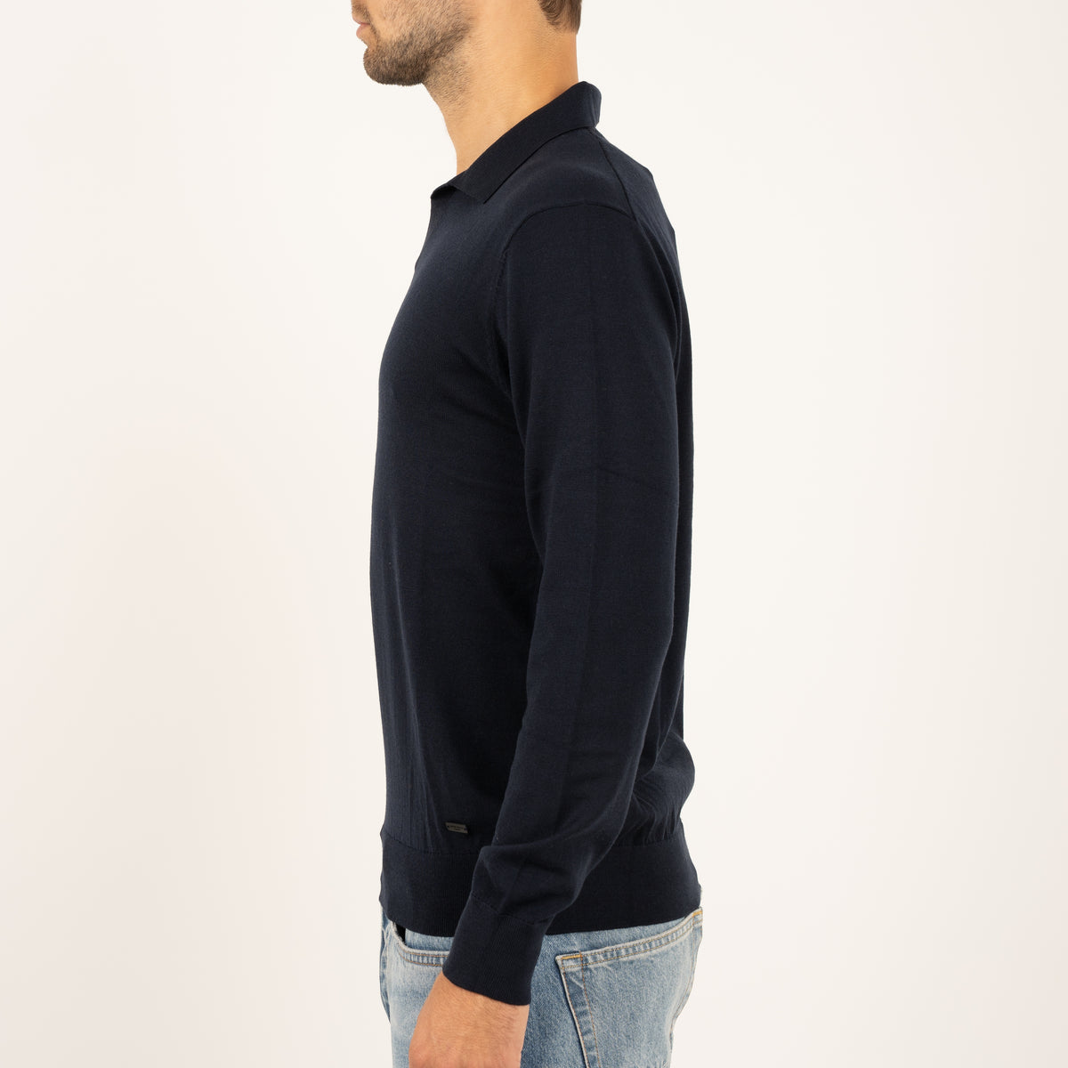 SEVEN DIALS Gebreide Buttonless Polotrui Blauw | Wyot