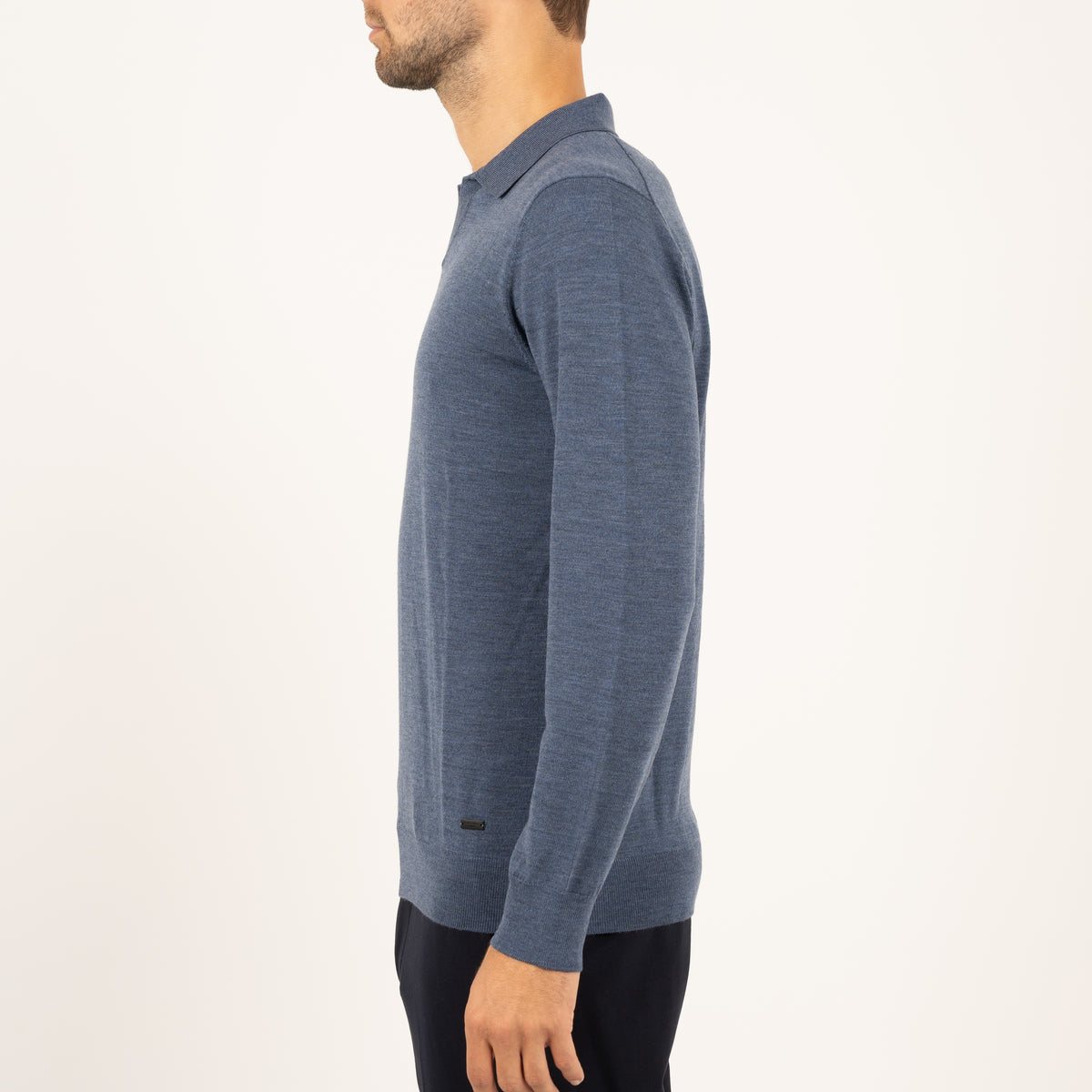 SEVEN DIALS Gebreide Buttonless Polotrui Middenblauw | Wyot