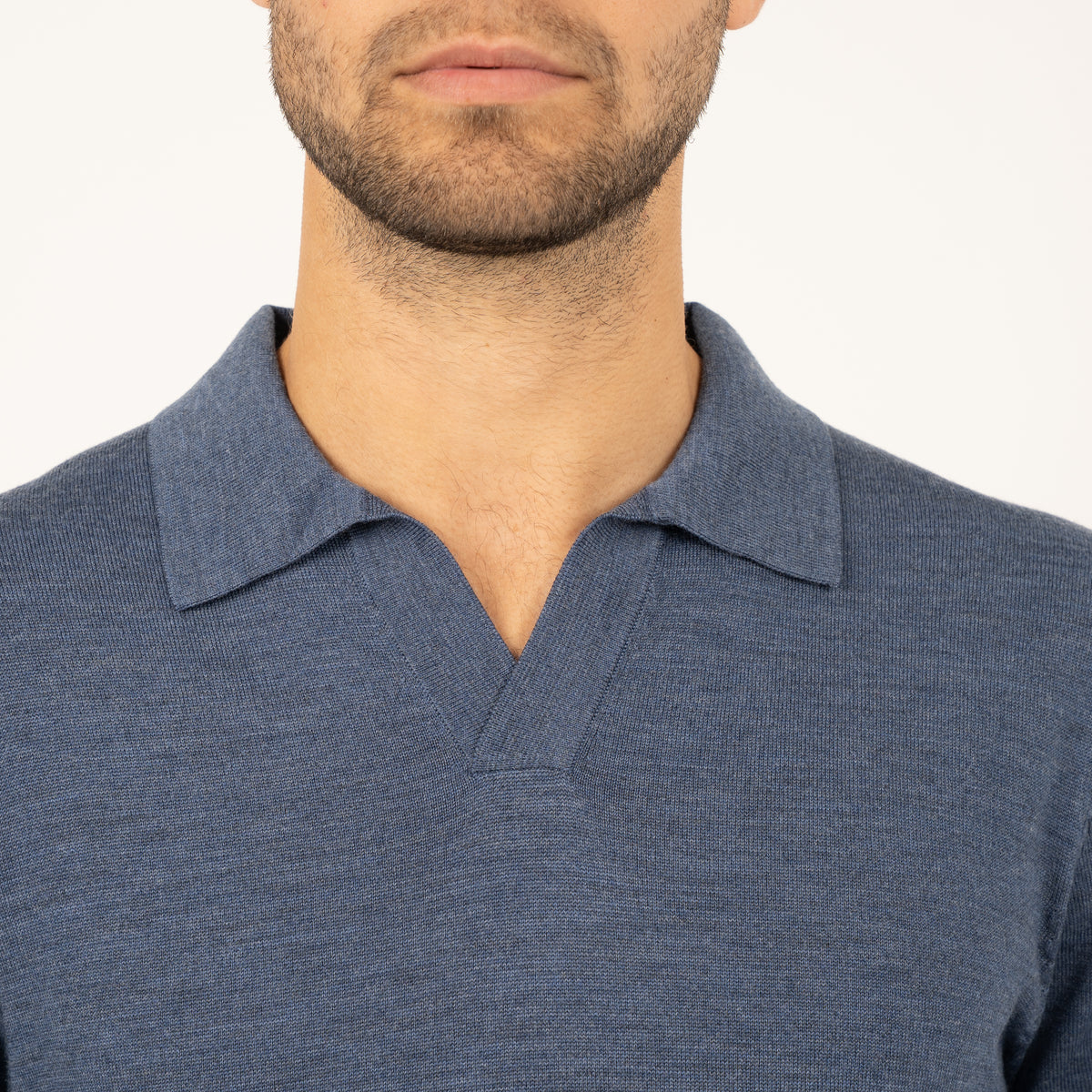 SEVEN DIALS Gebreide Buttonless Polotrui Middenblauw | Wyot