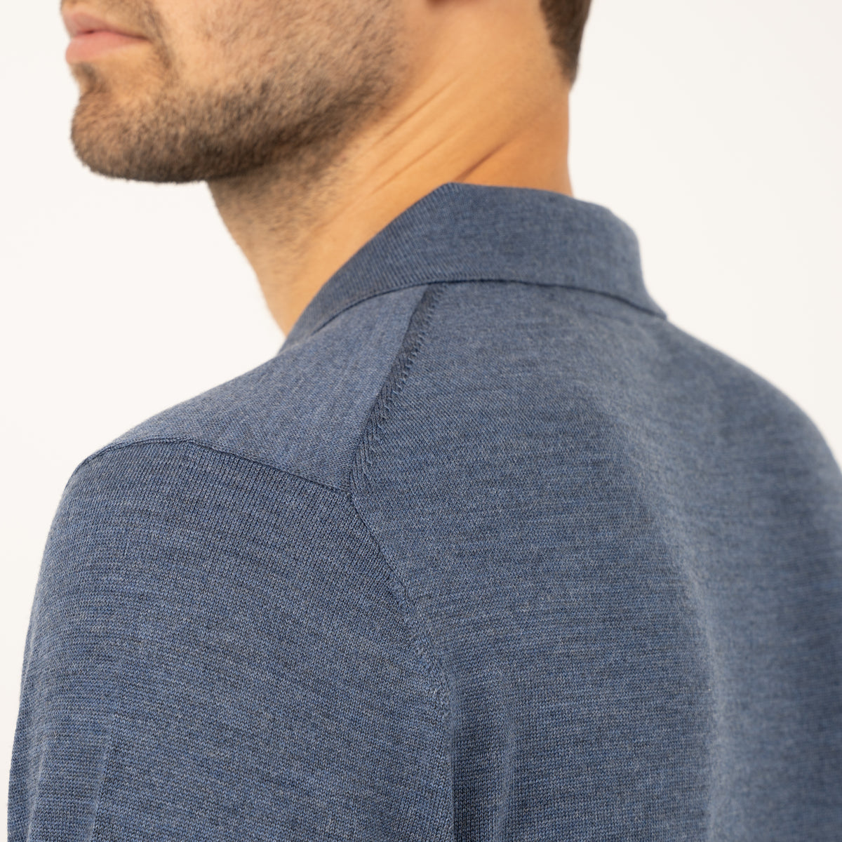 SEVEN DIALS Gebreide Buttonless Polotrui Middenblauw | Wyot