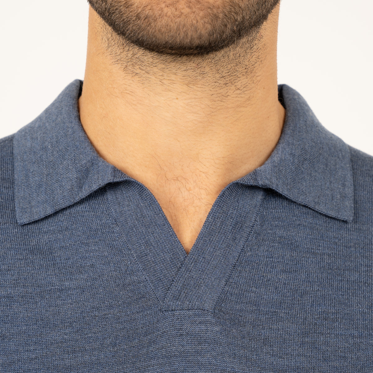 SEVEN DIALS Gebreide Buttonless Polotrui Middenblauw | Wyot