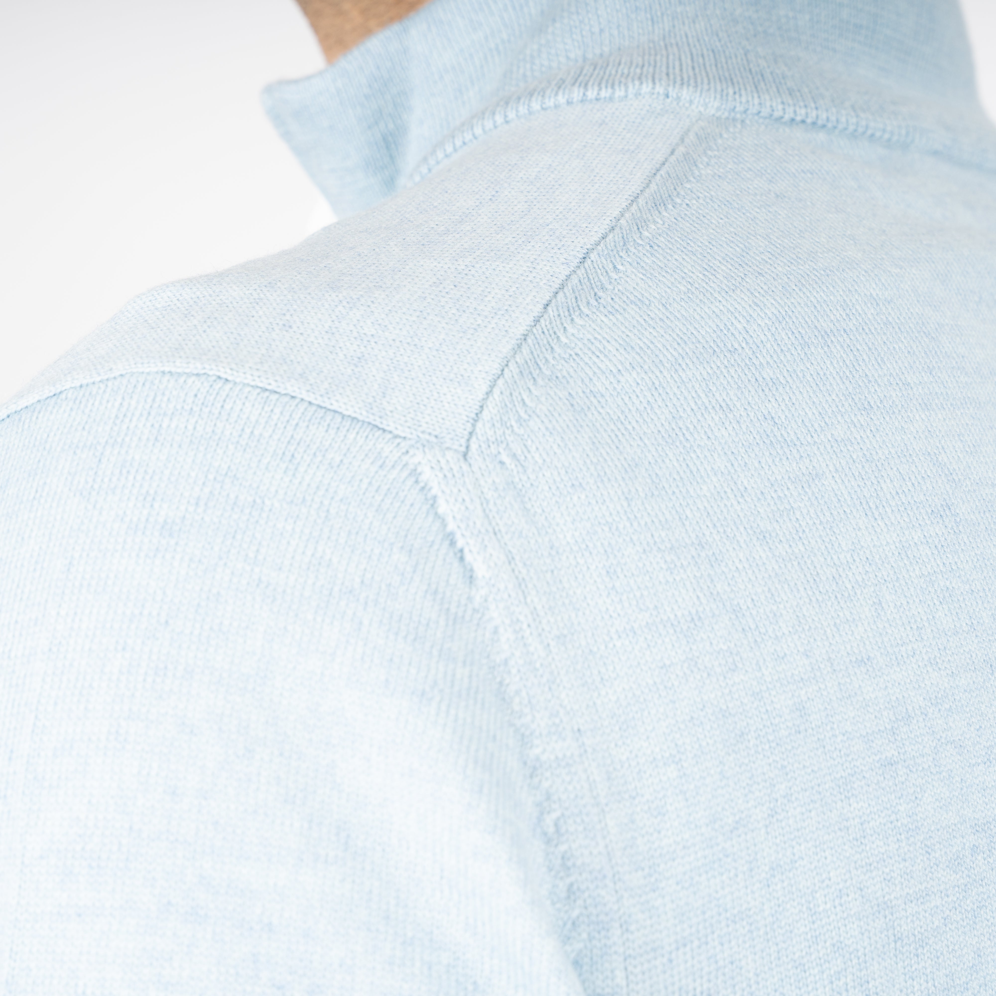 Gran Sasso Gebreide Trui met Rits Lichtblauw | Extrafine Merino