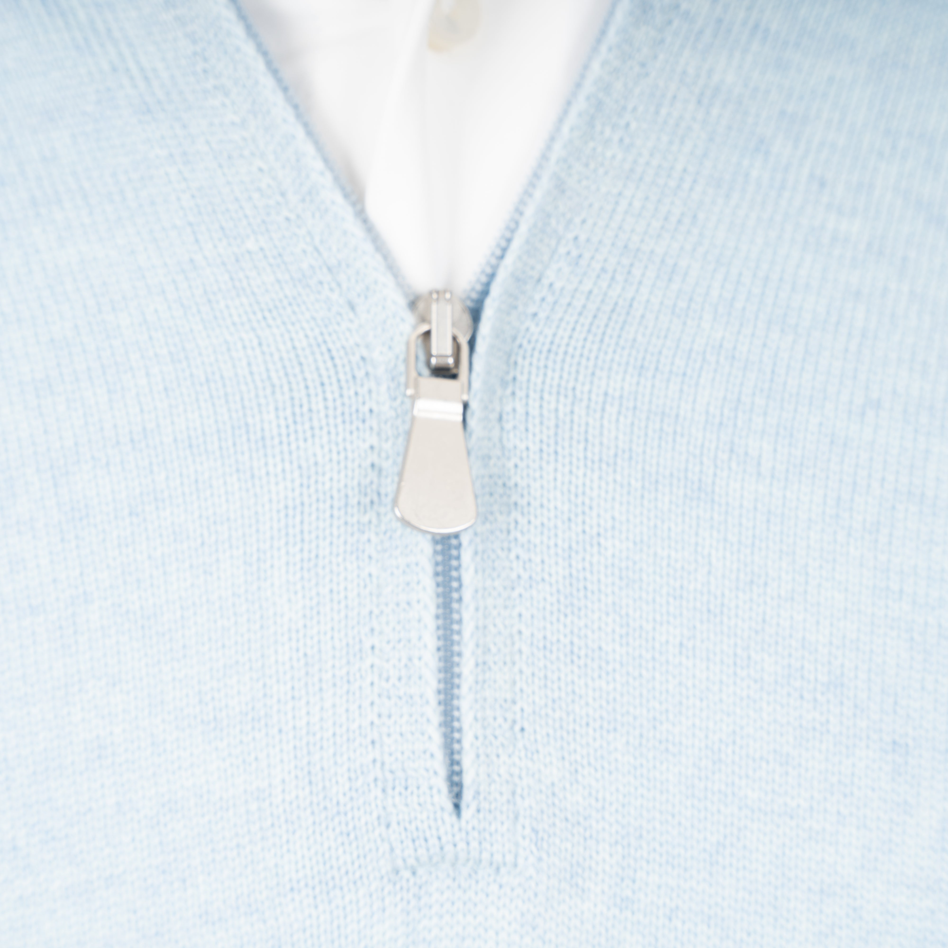 Gran Sasso Gebreide Trui met Rits Lichtblauw | Extrafine Merino