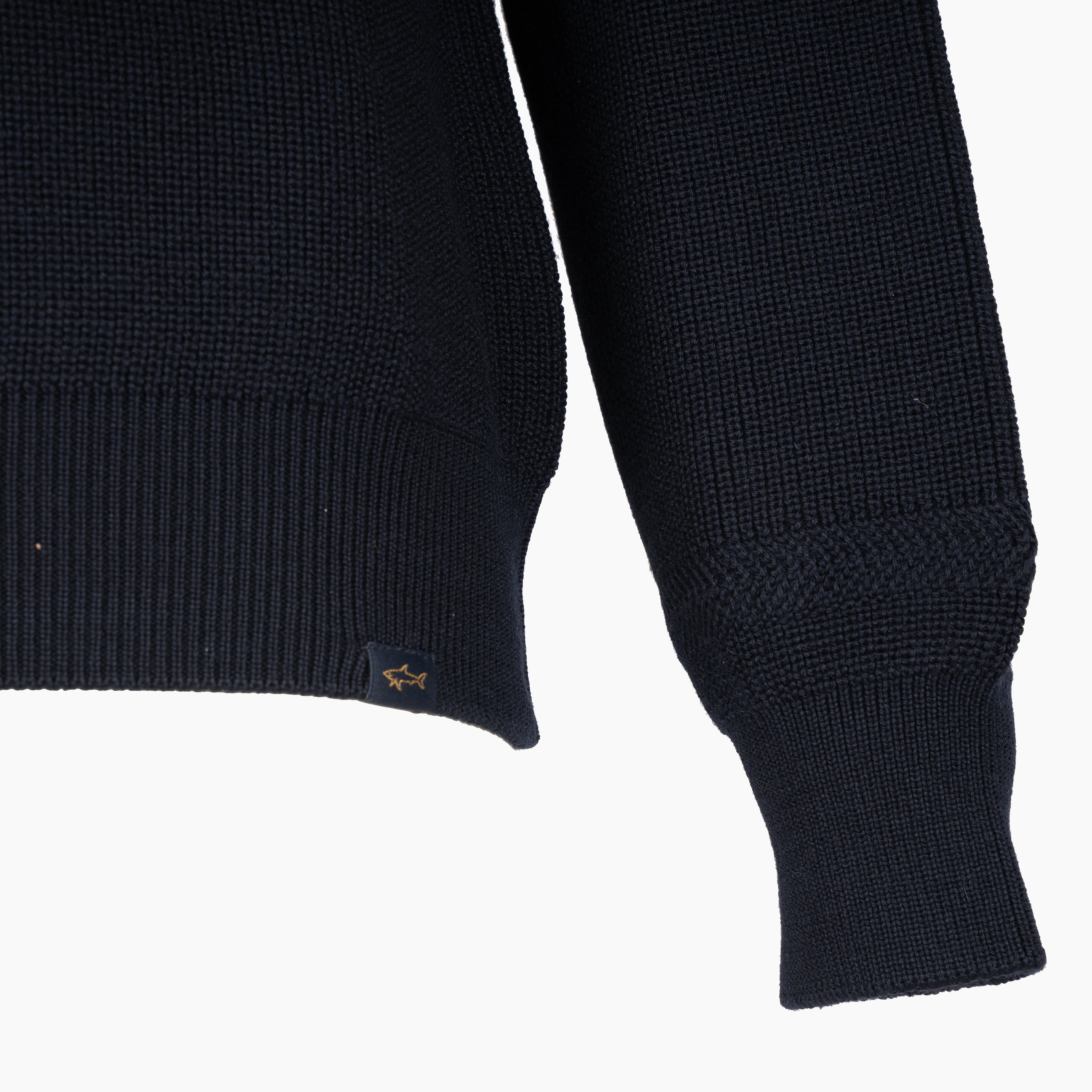 Paul & Shark Gebreide Trui met Rits Blauw | Shark Tag Tech Wool